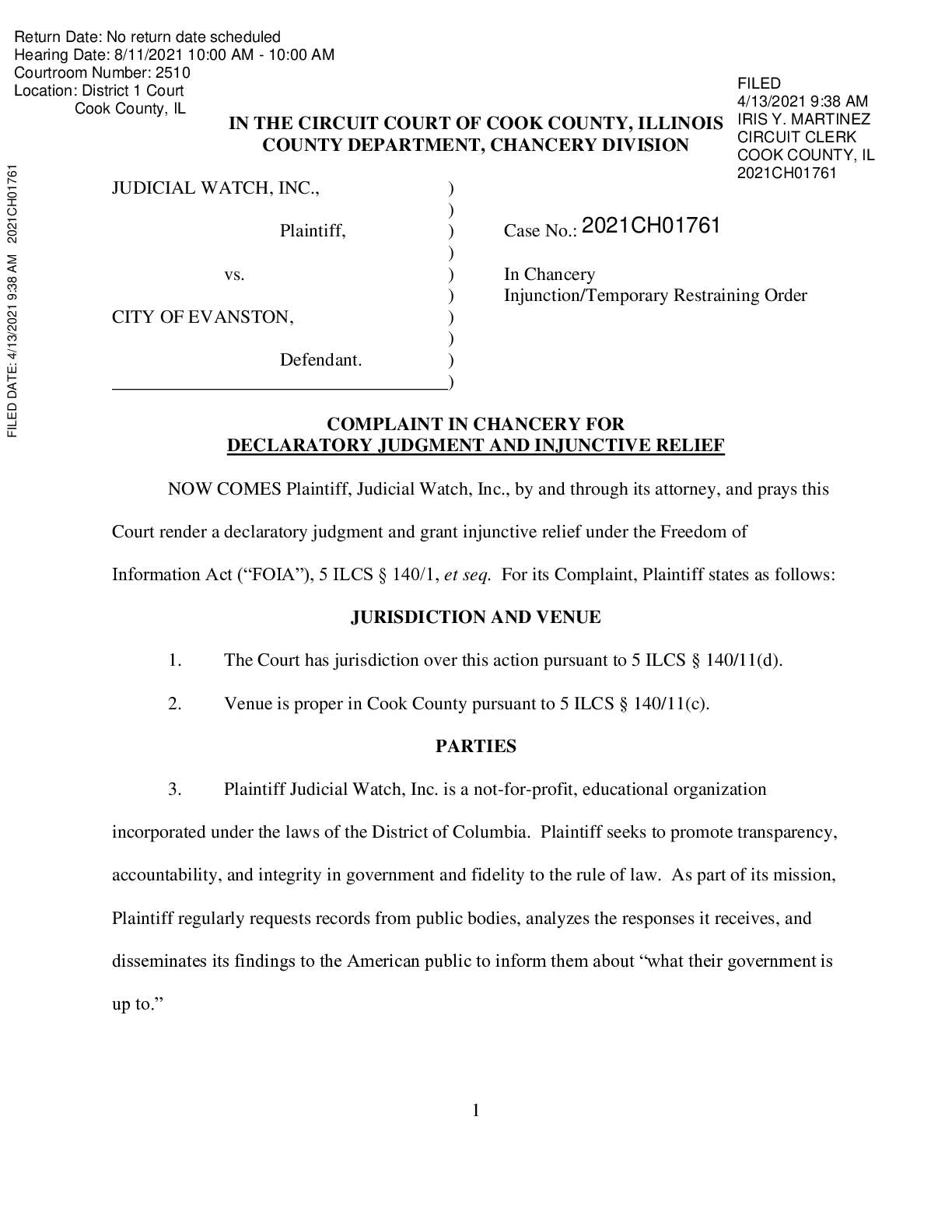 JW v Evanston reparations complaint  01761