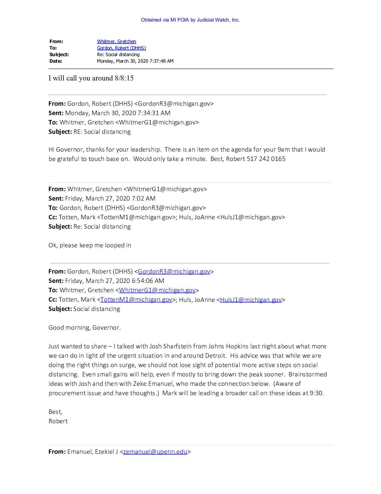 Michigan Health Director Robert Gordon April 2021 pgs 48-54
