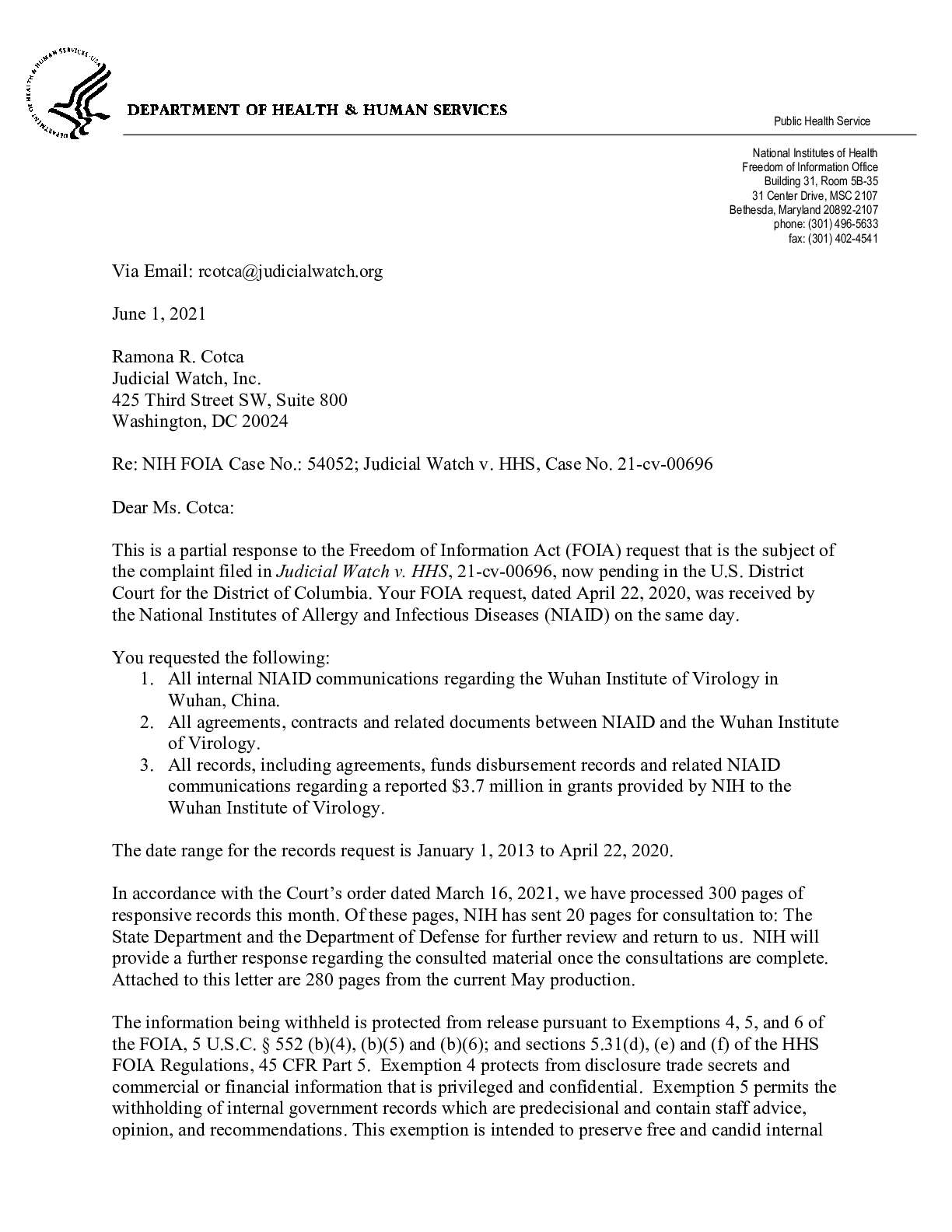 JW v HHS NIAID Wuhan prod 1 00696