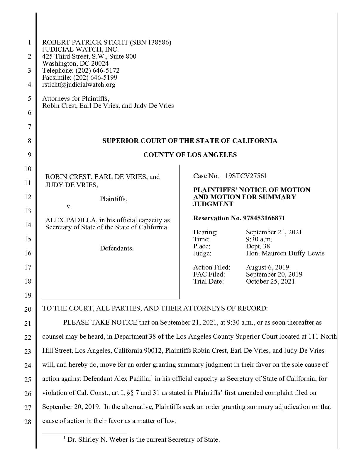 Crest v Padilla motion memorandum 27561