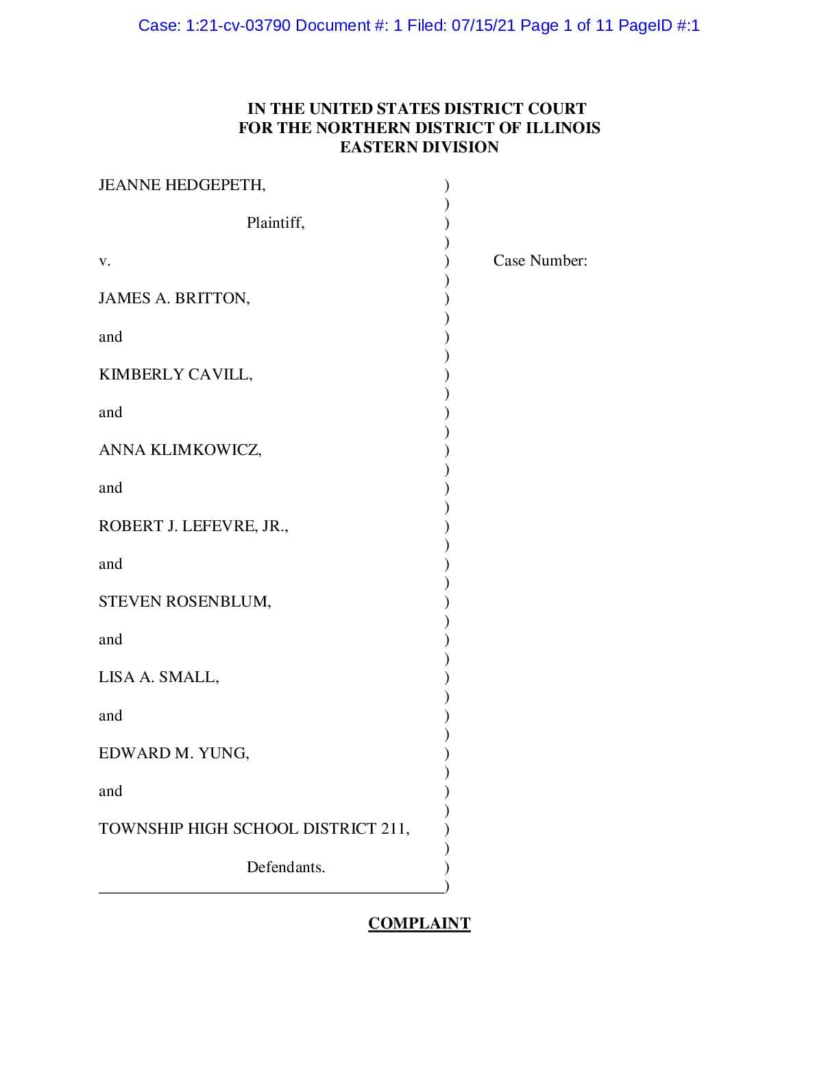Hedgepeth v. Britton Chicago teacher complaint 03790