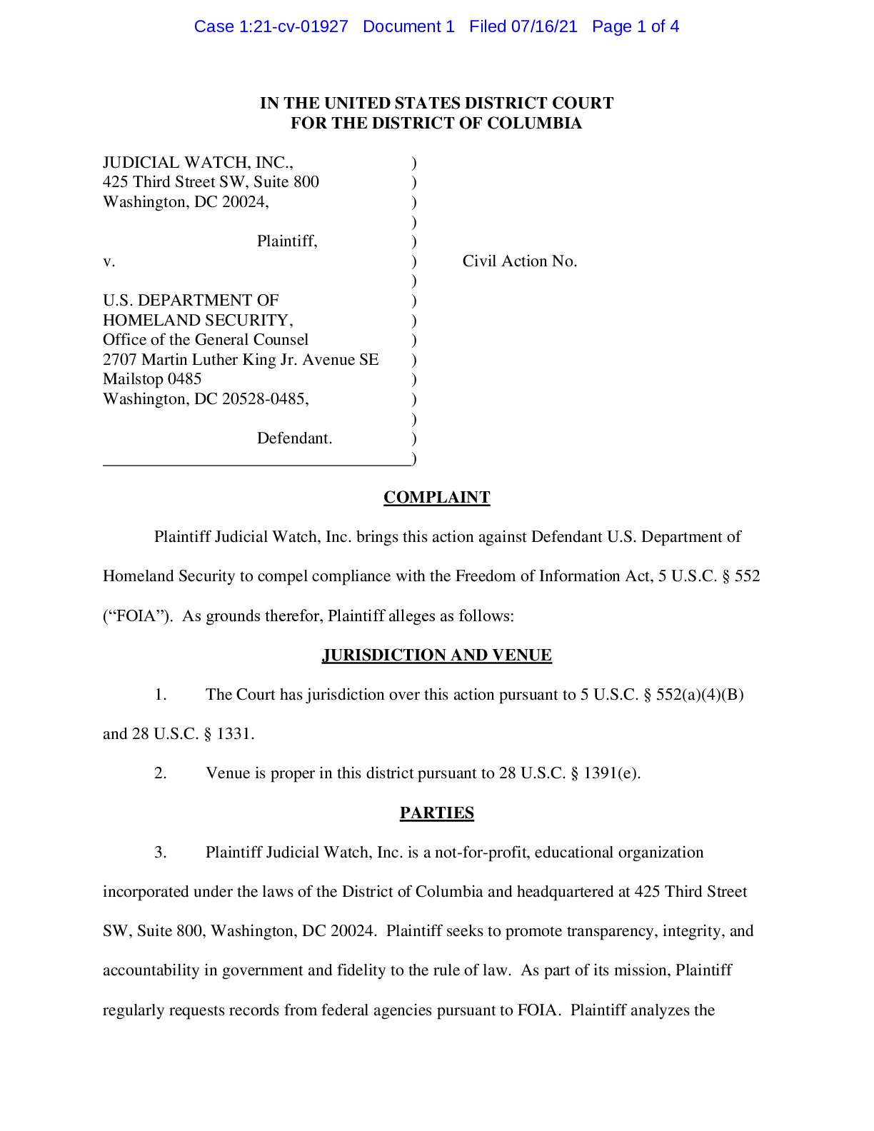 JW v DHS Migrant program complaint 01927