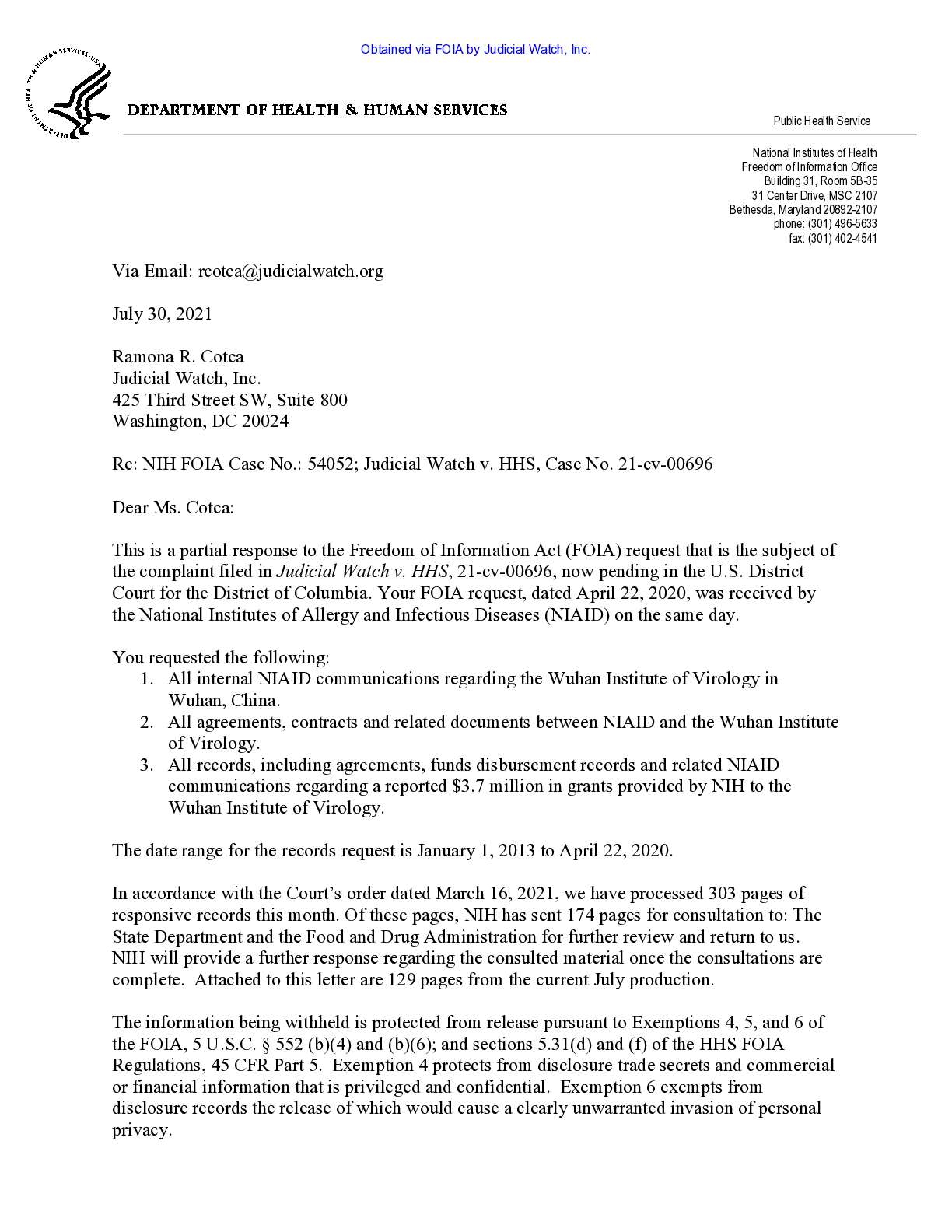 JW v HHS NIH Wuhan Inst prod 3 00696