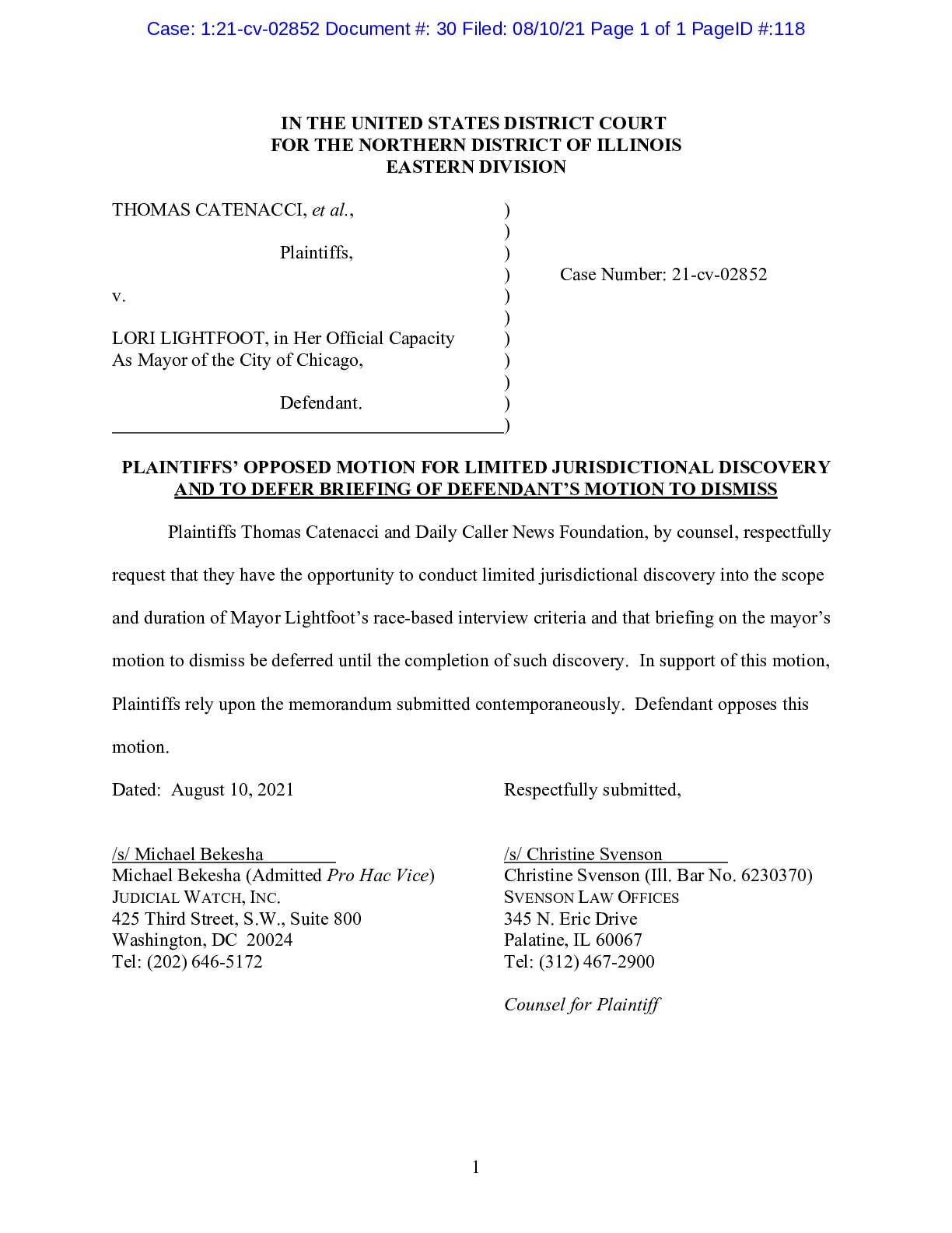 Catenacci v Lightfoot discovery 02852