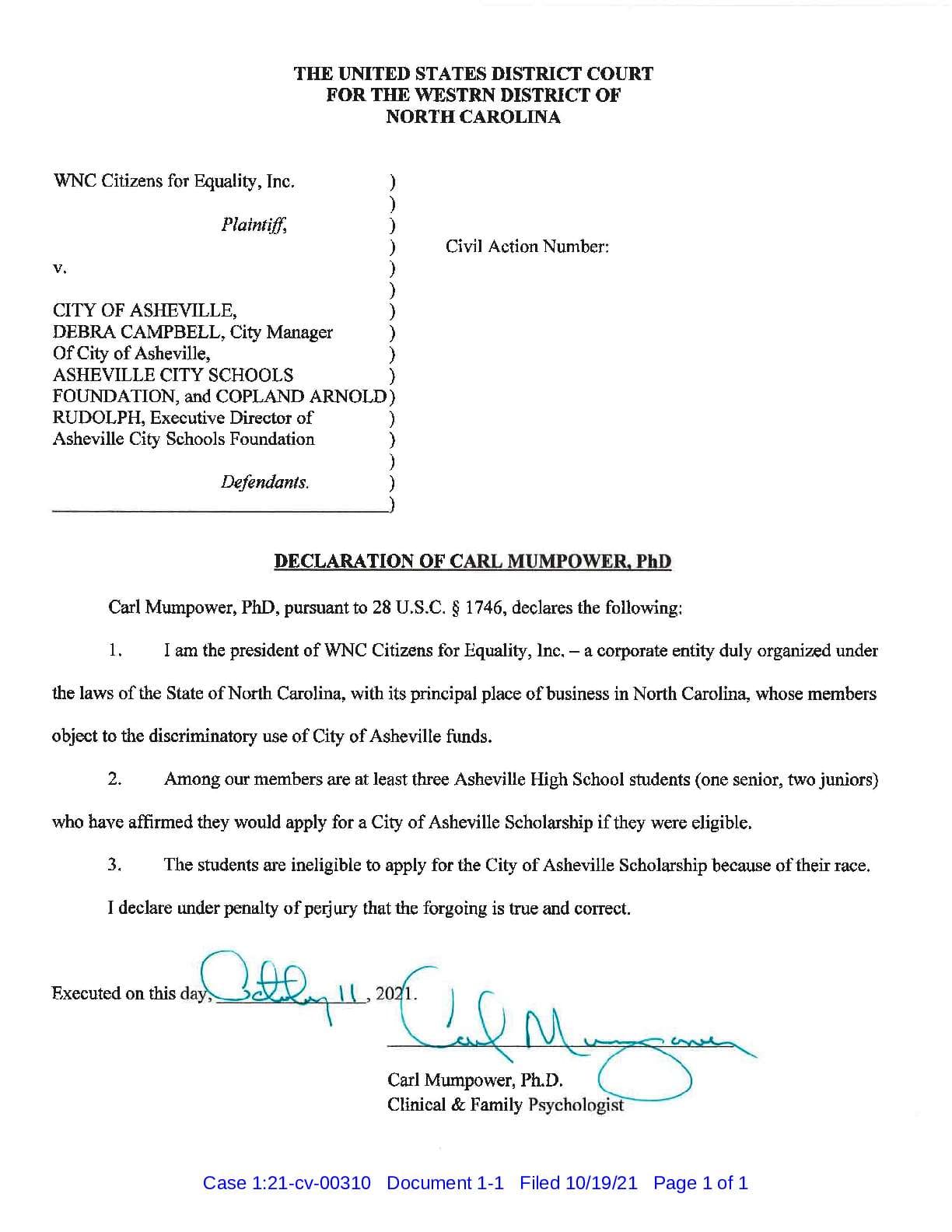 WNC Citizens v Asheville, NC complaint 00310