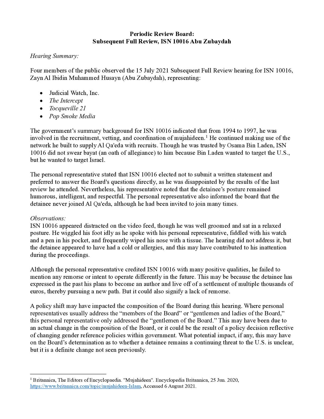 ISN 10016 – 15 July 2021