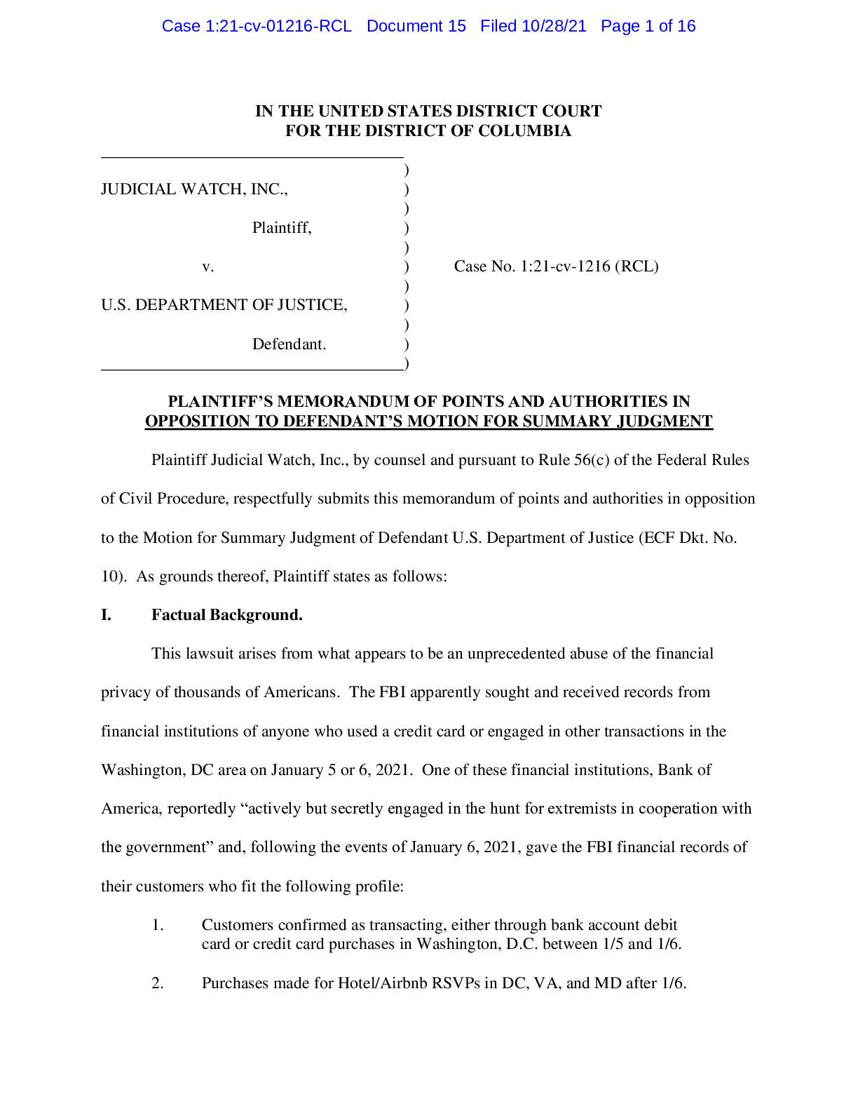 JW v DOJ Bank data motion 01216