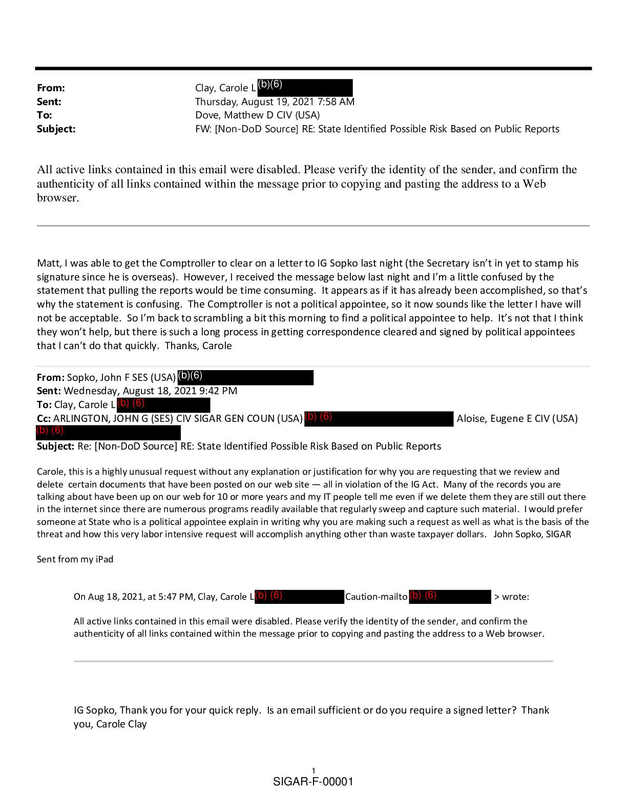 SIGAR Afghanistan Sopko November 2021
