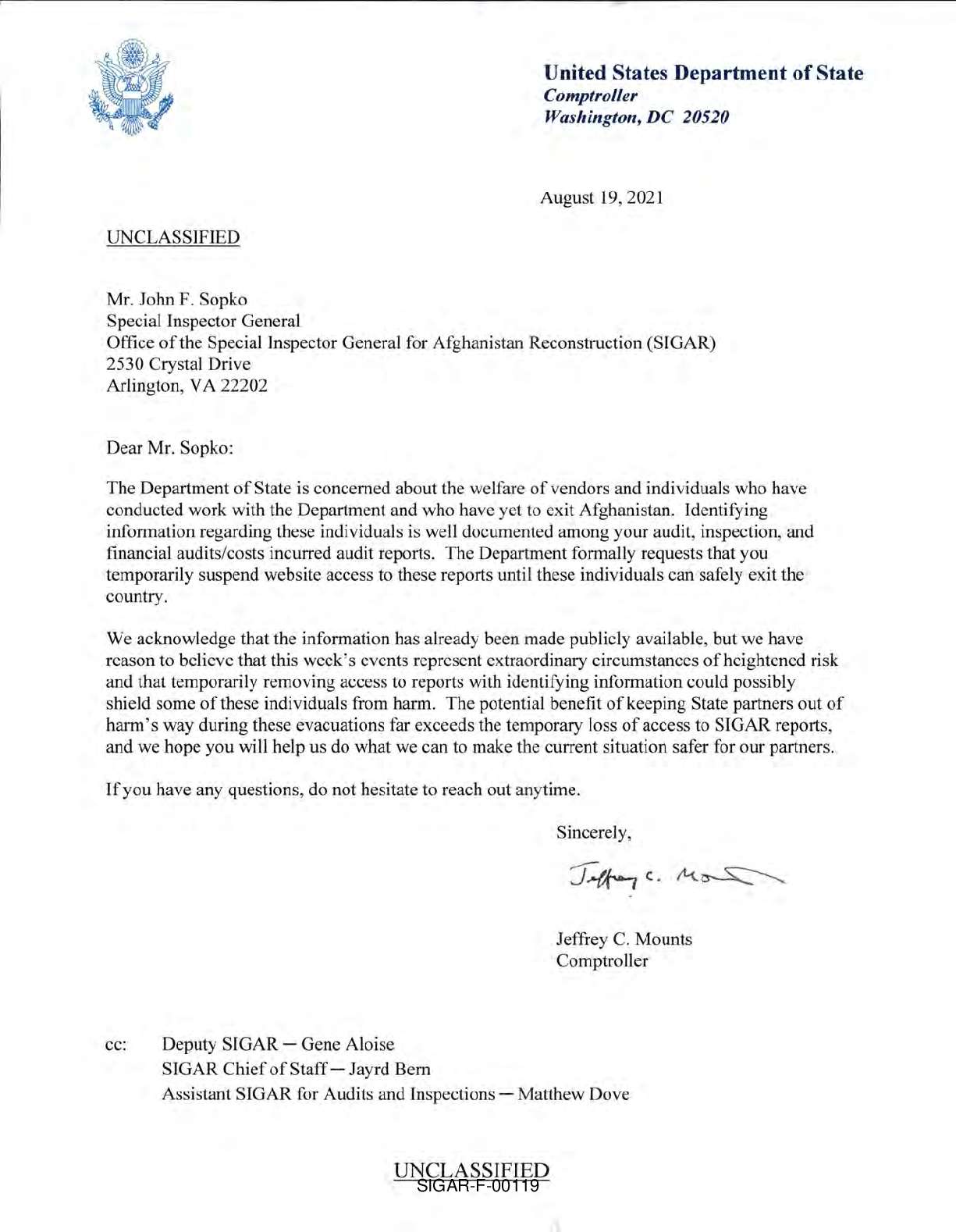SIGAR Afghanistan Sopko November 2021 pg 119