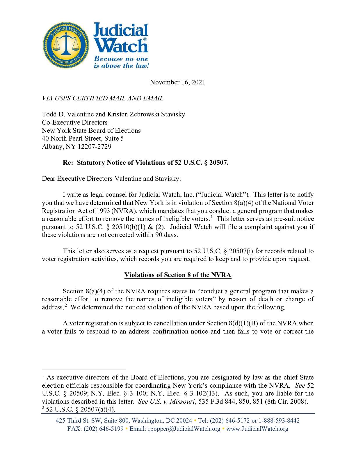 NY CSEO November 2021 NVRA letter