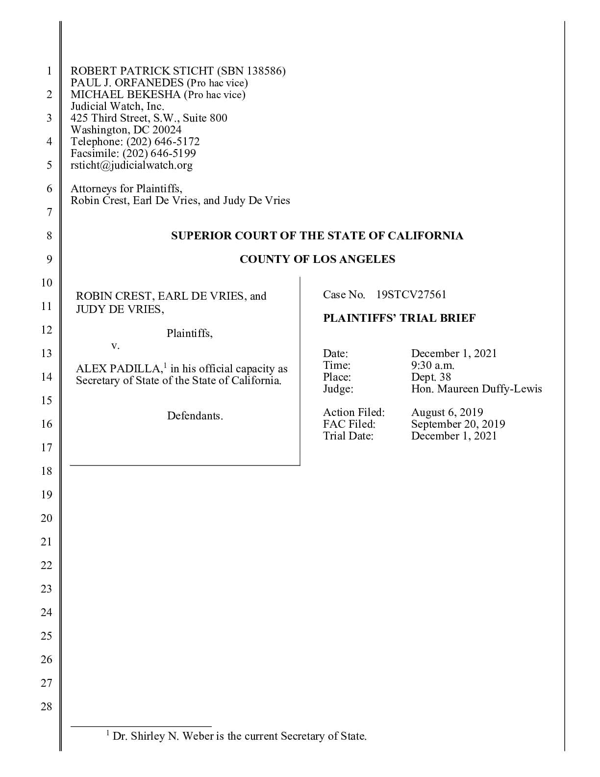 Crest v Padilla trial brief 27561