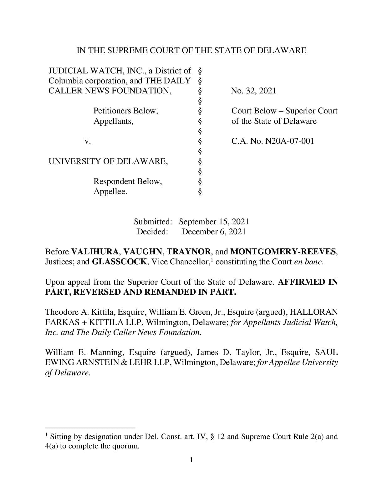 JW v U Del Supreme Court opinion 001