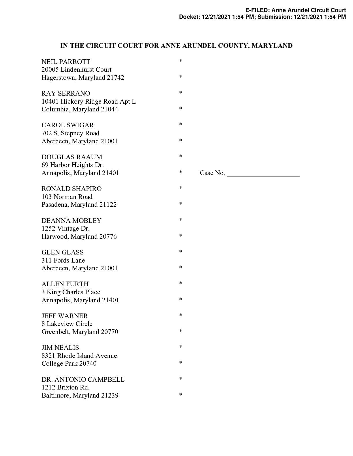 Parrott et al. v Lamone et al. complaint 8683397