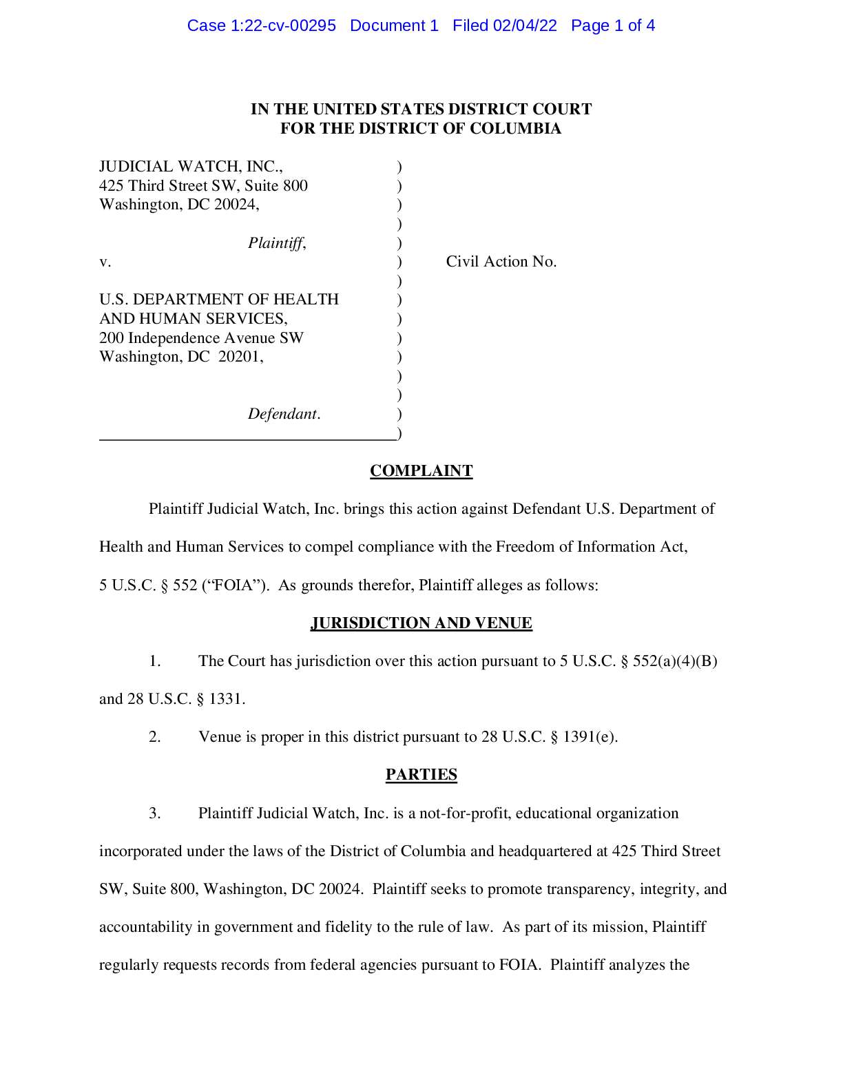JW v. HHS emails complaint 00295