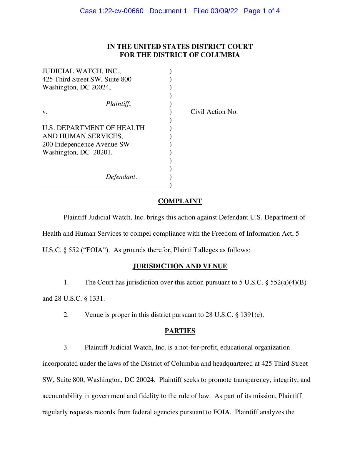JW v. HHS Vaccine Advisory Committee complaint 00660