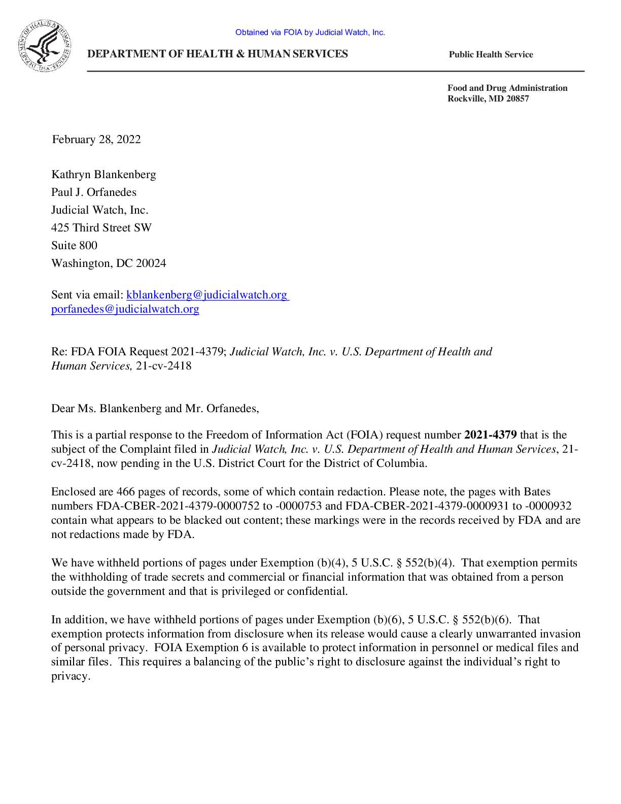 JW v HHS FDA Pfizer BioNTech Vaccine prod 3 02418