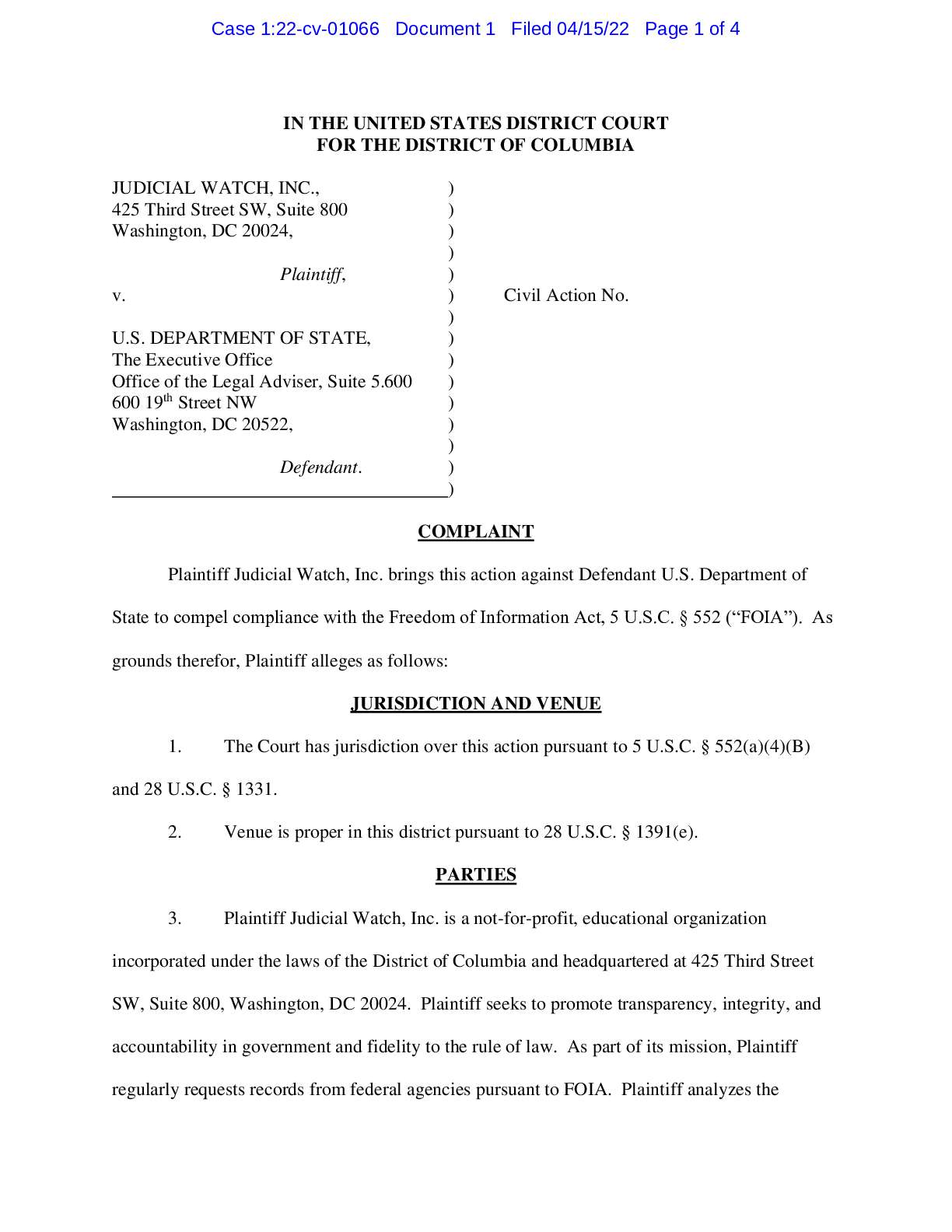 JW v State Hunter Comms complaint 01066