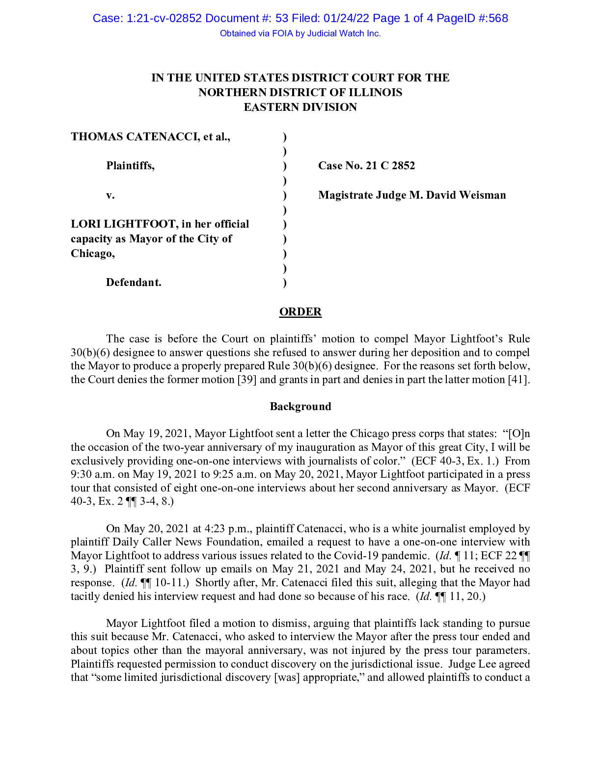 Catenacci v Lightfoot Dismissal 02852
