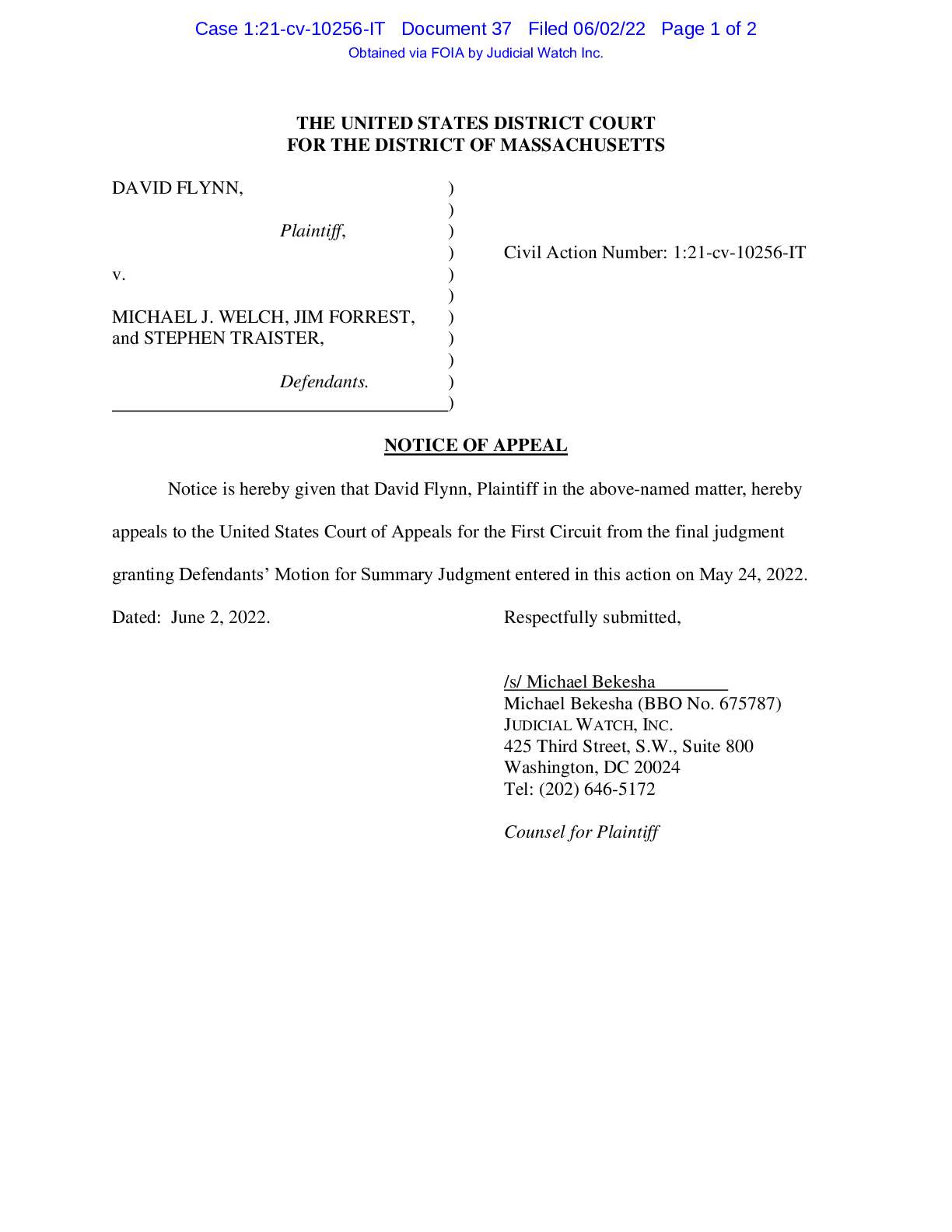 Flynn v. Forrest appeal 10256