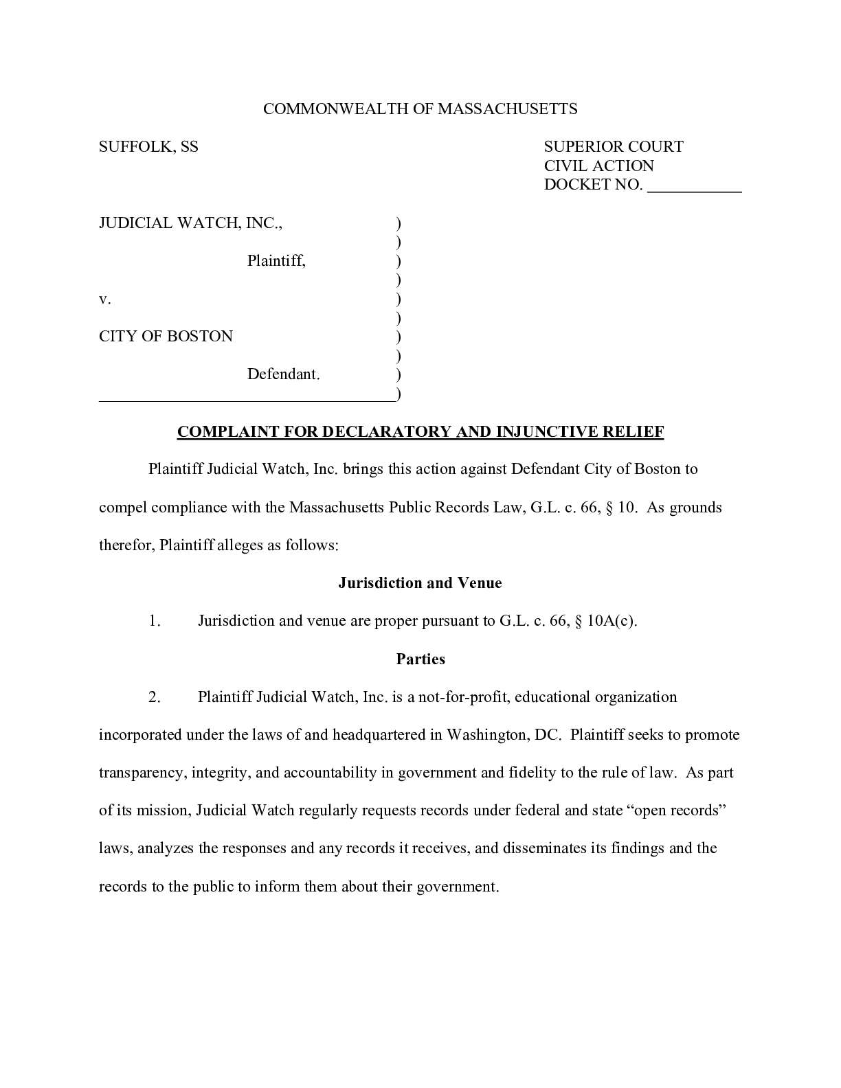 JW v Boston Picketing Complaint 01802