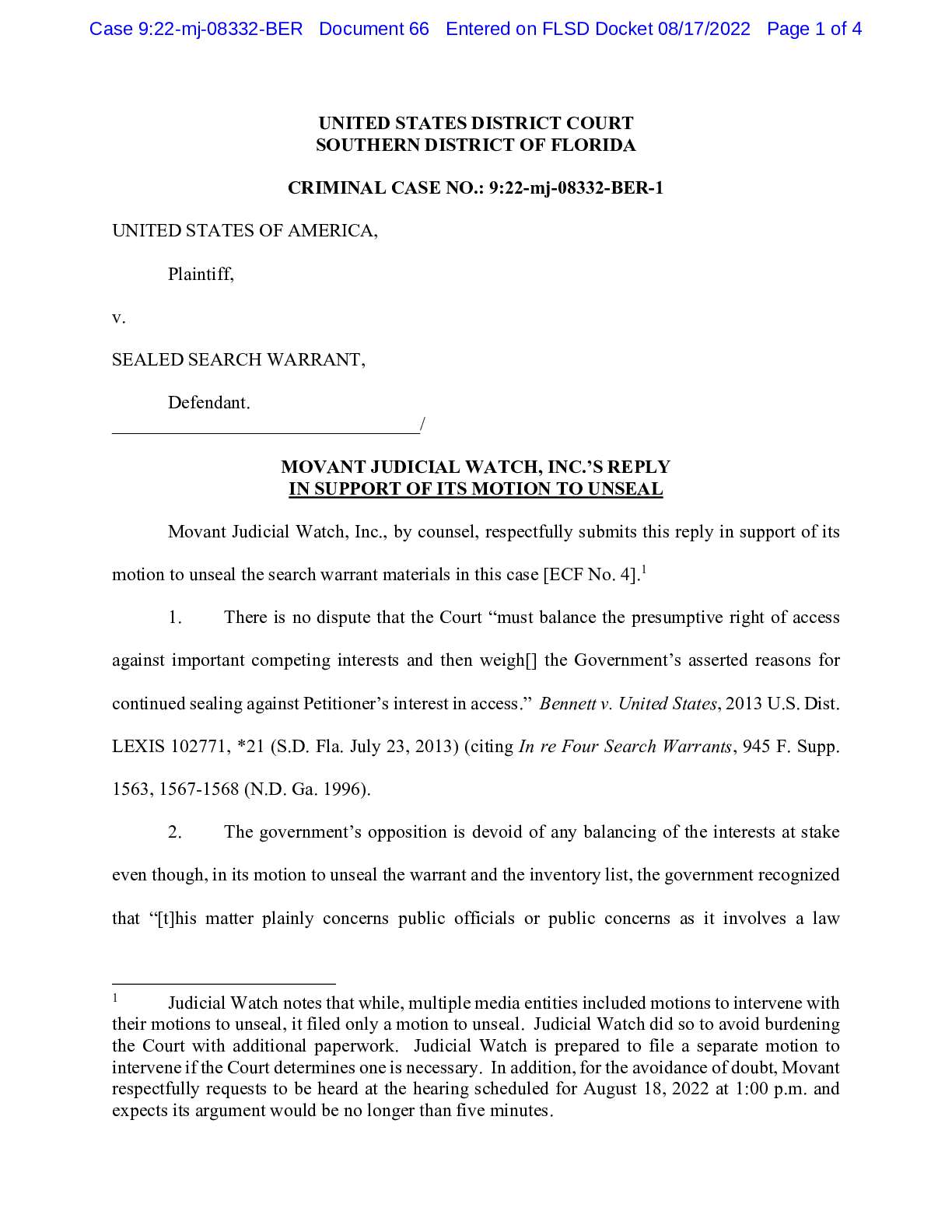 USA v Sealed Search Warrant Reply 08332