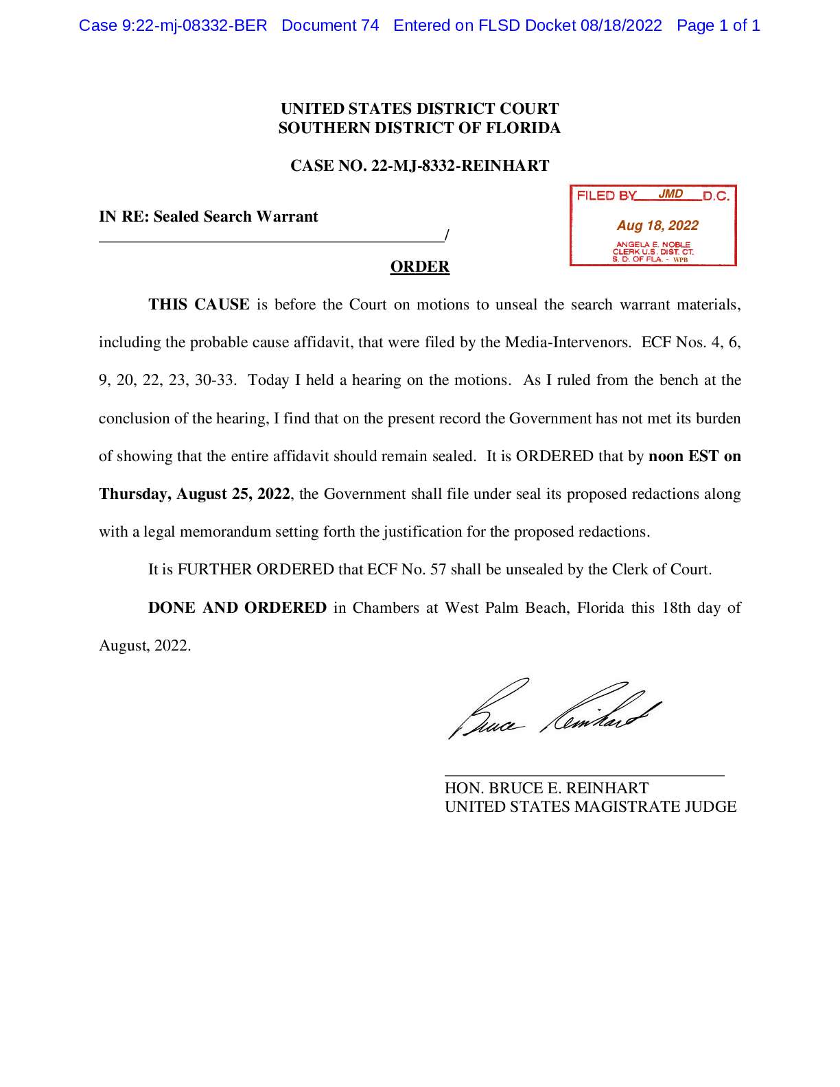 USA v. Sealed Search Warrant Redactions Order 08332