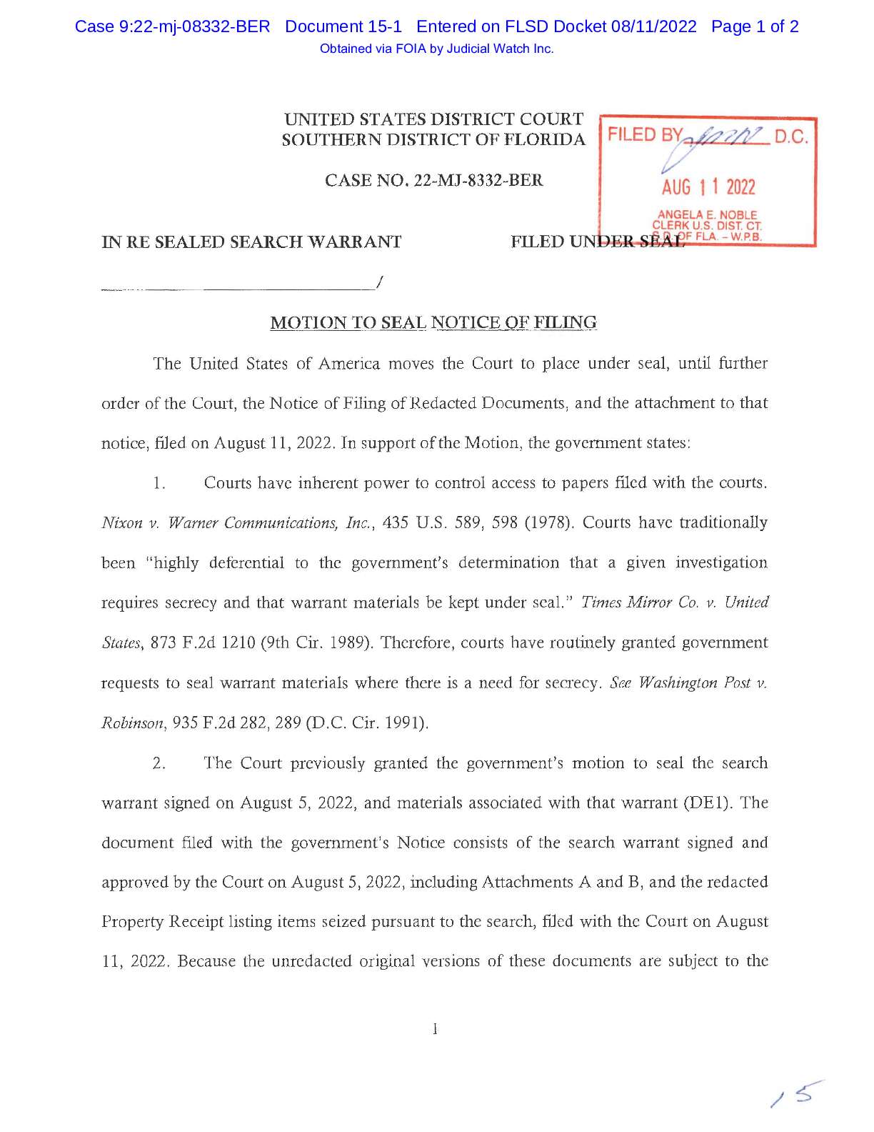 USA v Sealed Search Warrant order doc 15 08332