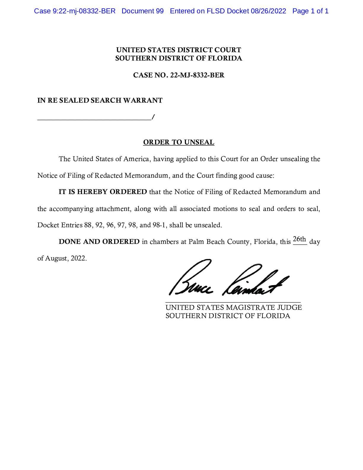 USA v Sealed Search Warrant docket entries 08332