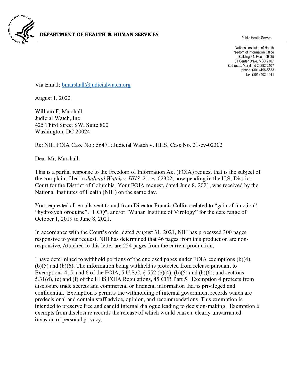JW v HHS Collins Comms Prod 5 02302