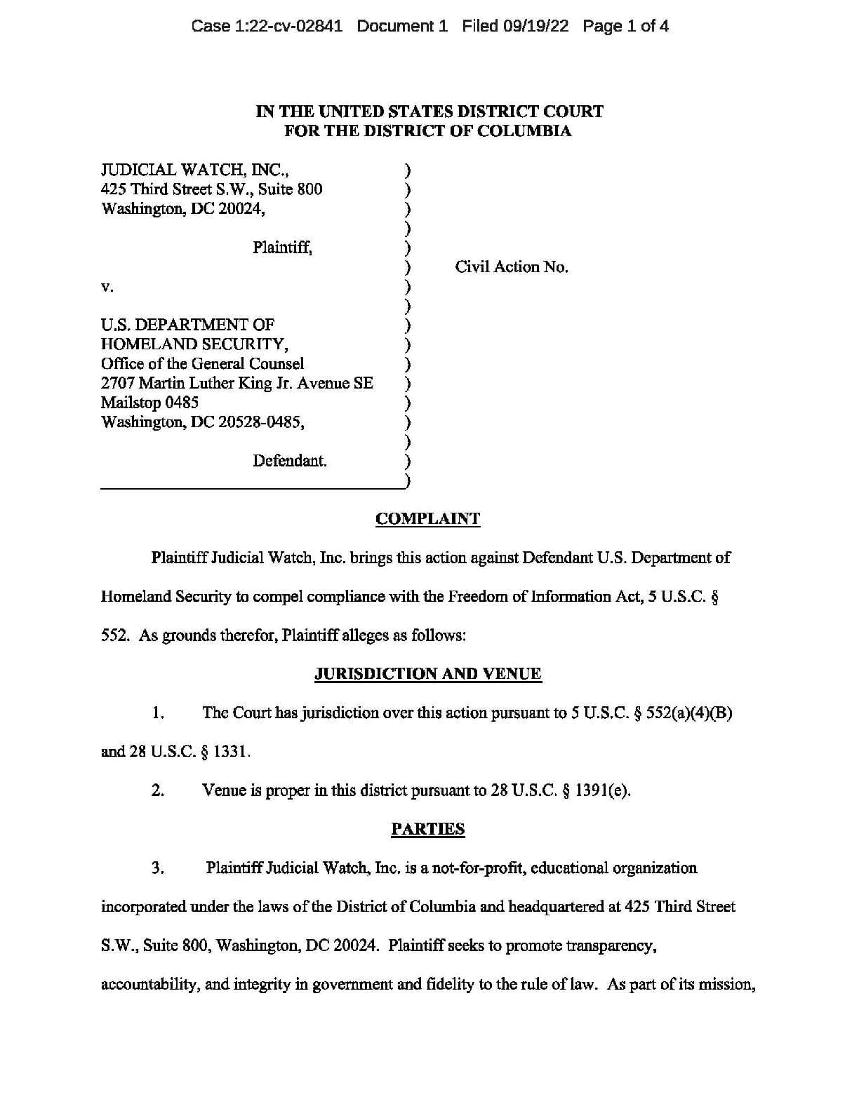 JW v DHS Hunter Biden gun complaint 02841