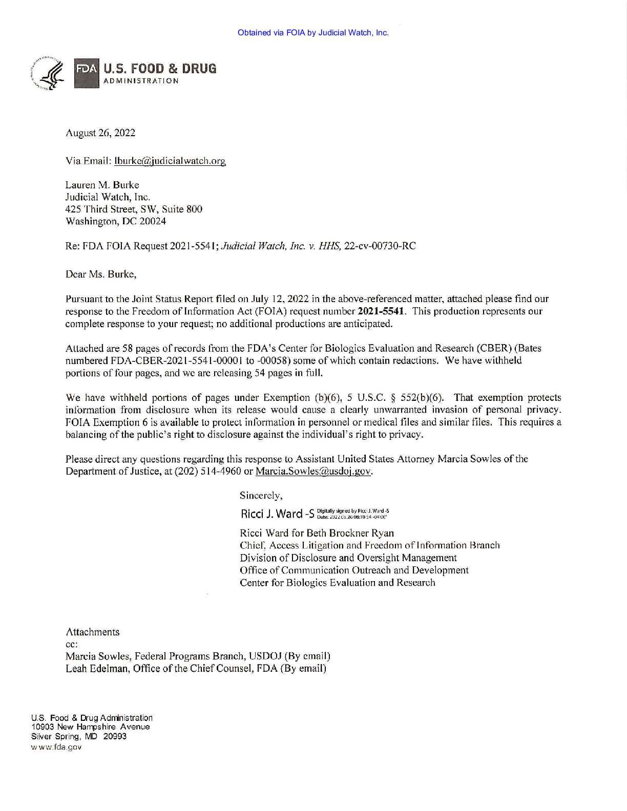 JW v. HHS Pfizer application materials 00730