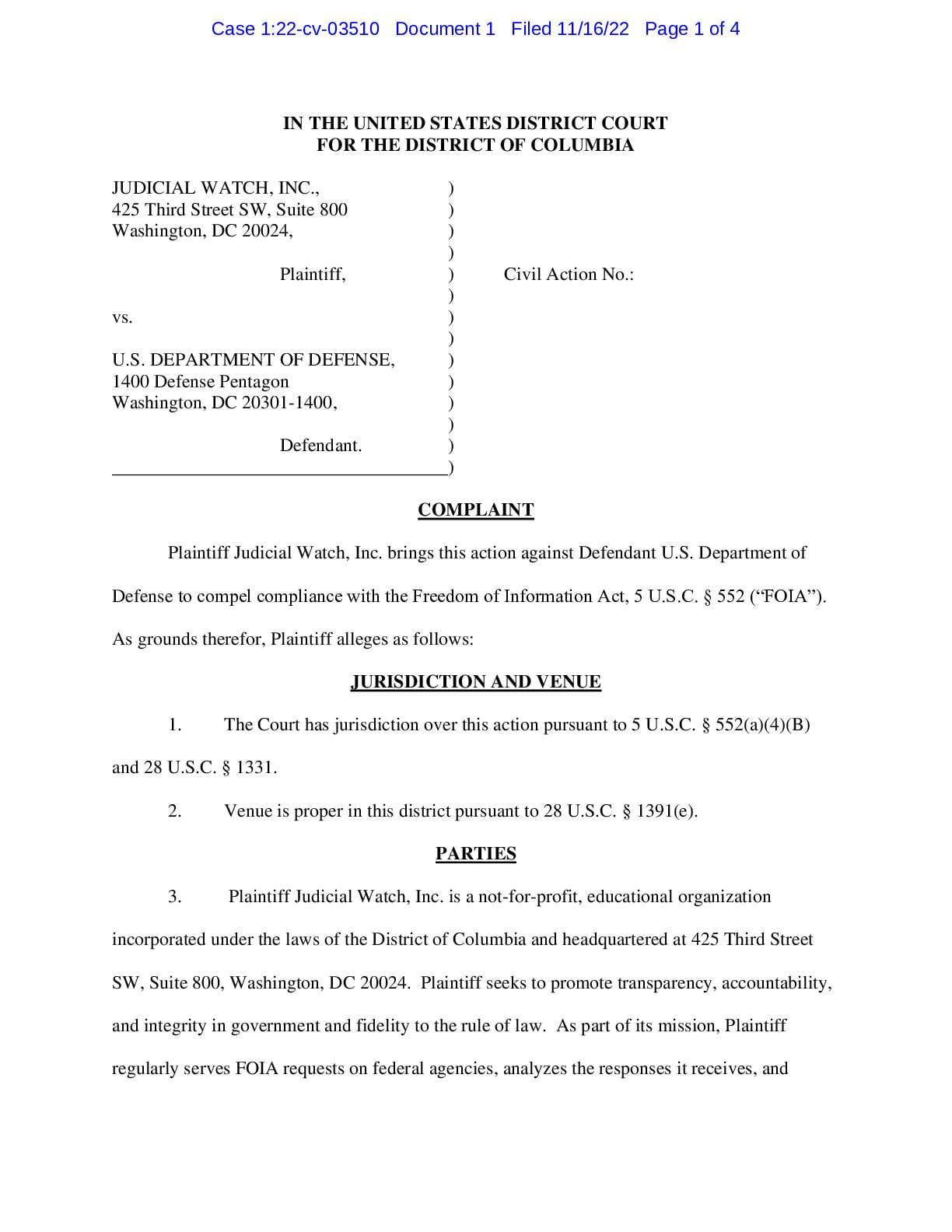 JW v DOD Air Force Academy CRT complaint 03510