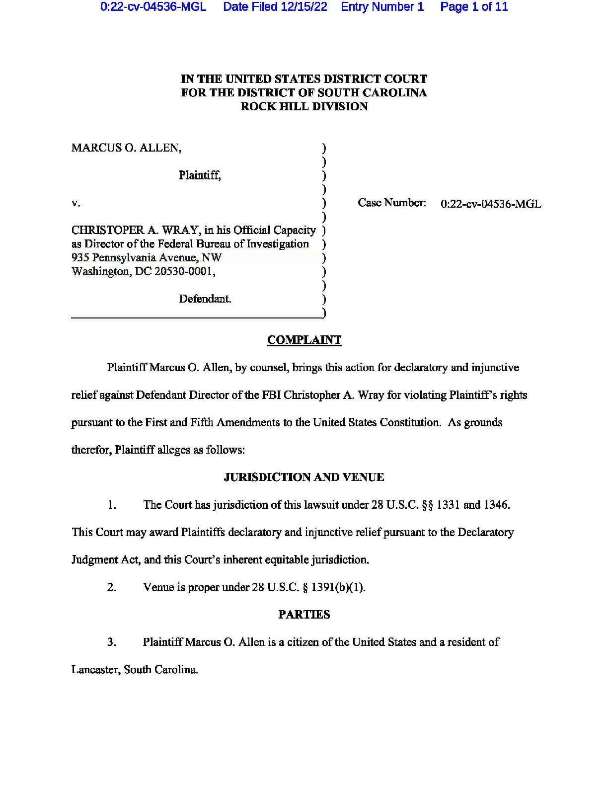 Allen v Wray Complaint 04536