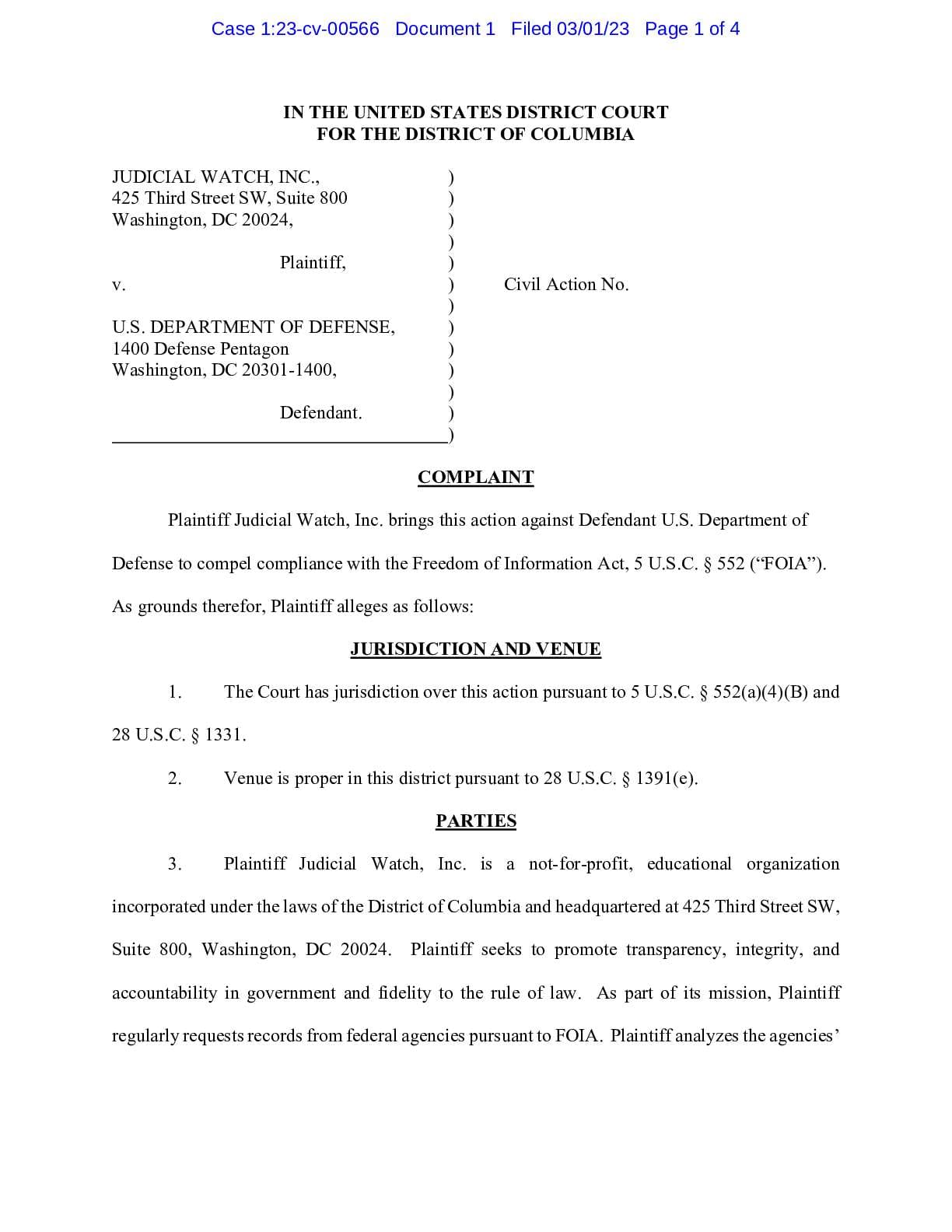 JW v DOD Navy false statements complaint 00566