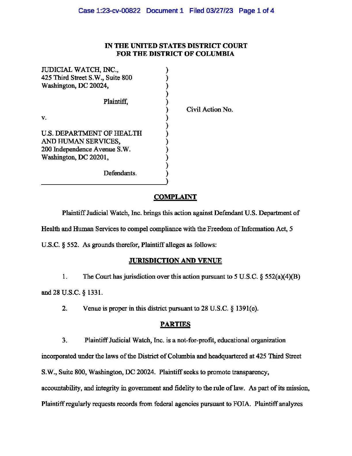 JW v. HHS Infant formula complaint 00822