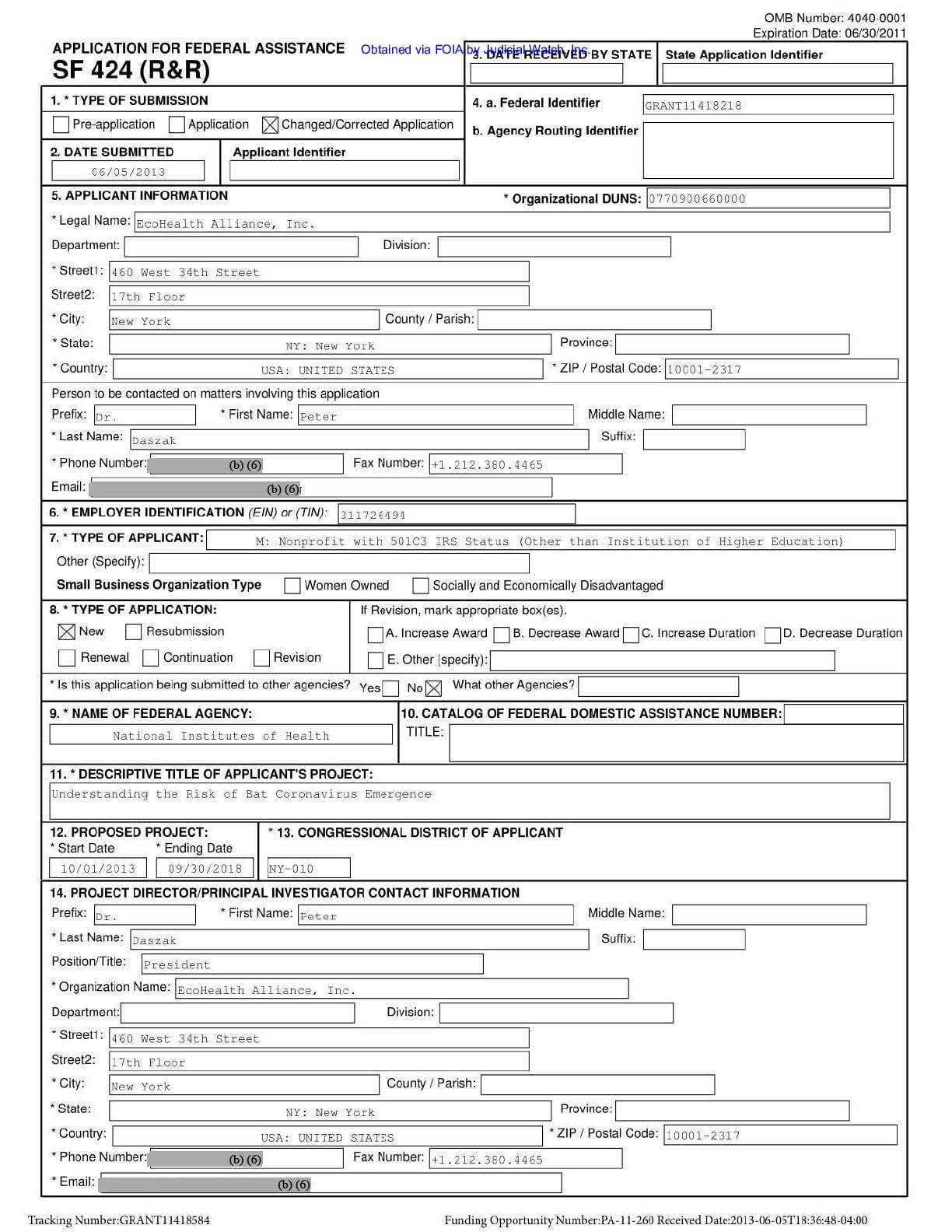 NIH EcoHealth Grant FOIA April 2023 pgs 10-154