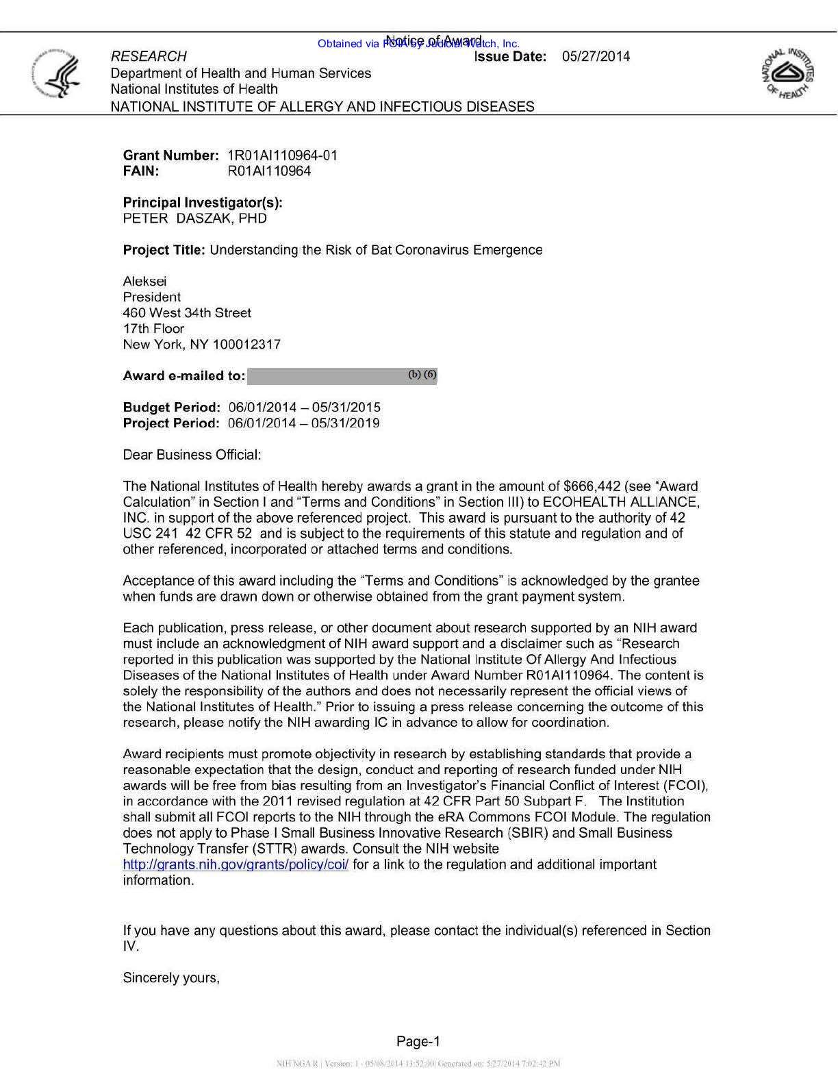 NIH EcoHealth Grant FOIA April 2023 pgs 3-8