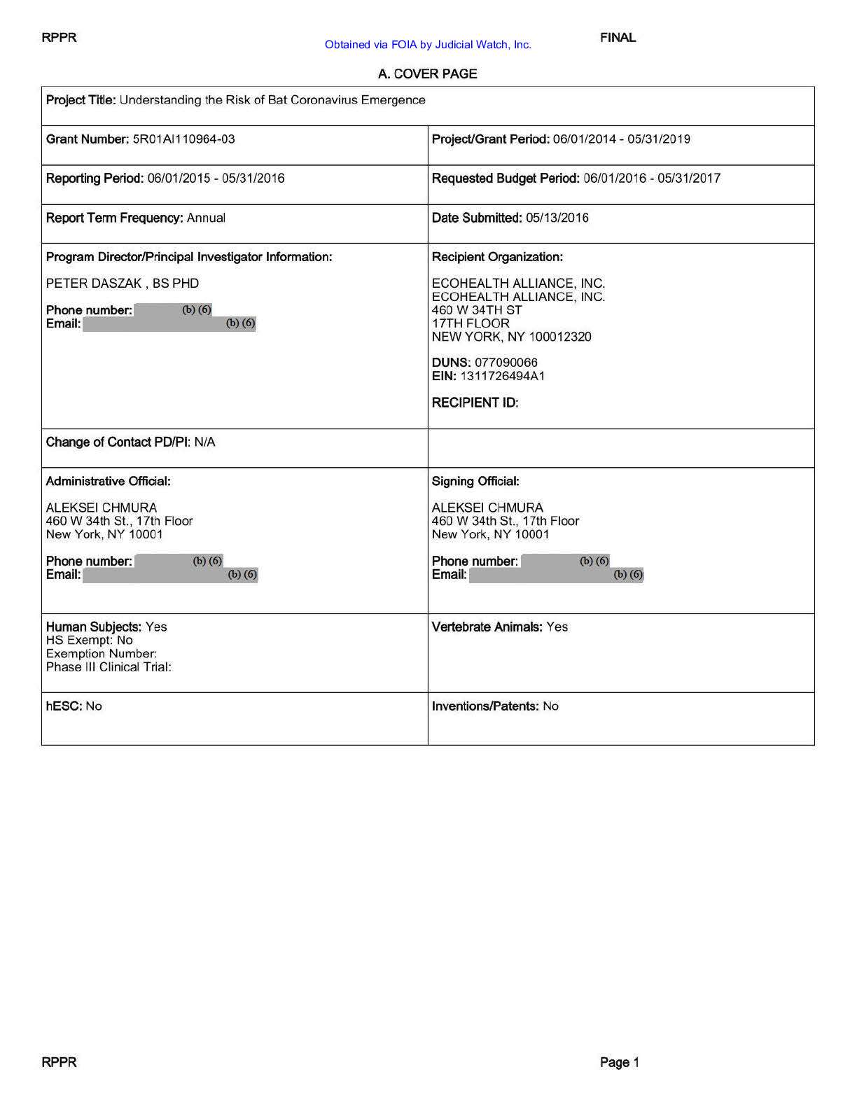 NIH EcoHealth Grant FOIA April 2023 pgs 194-223