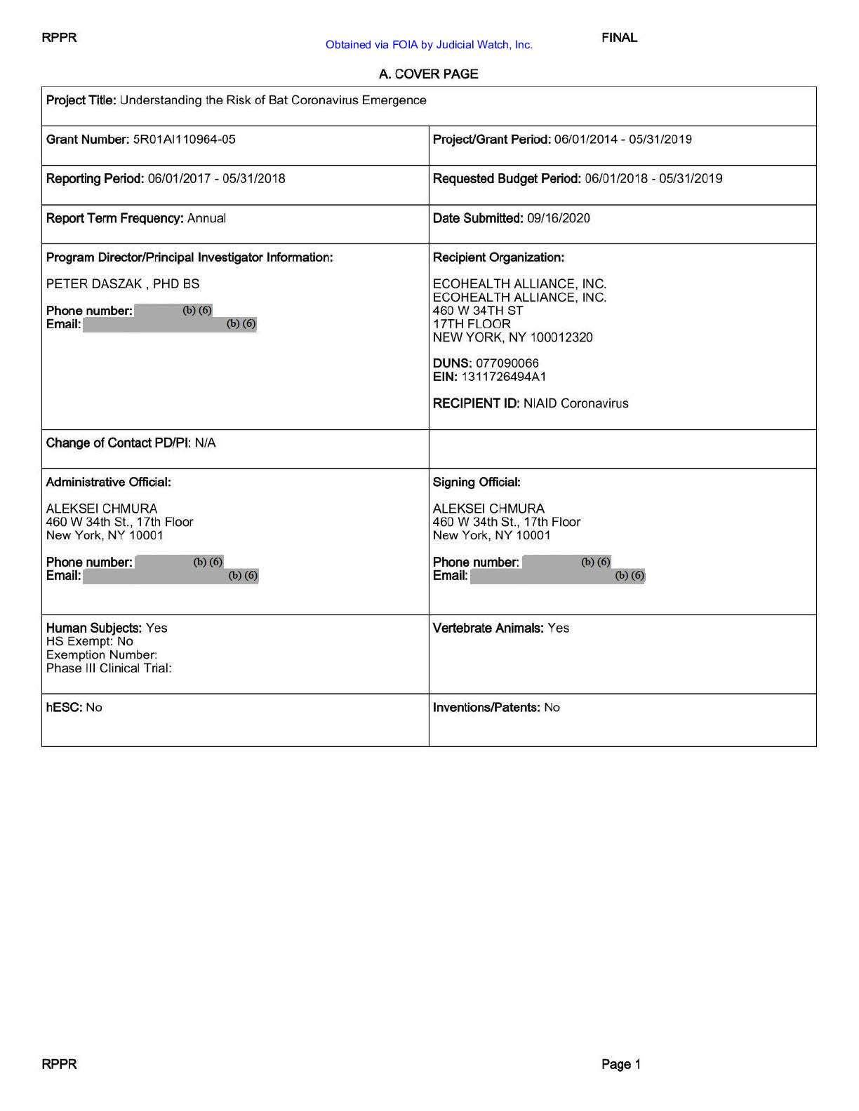 NIH EcoHealth Grant FOIA April 2023 pgs 273-318