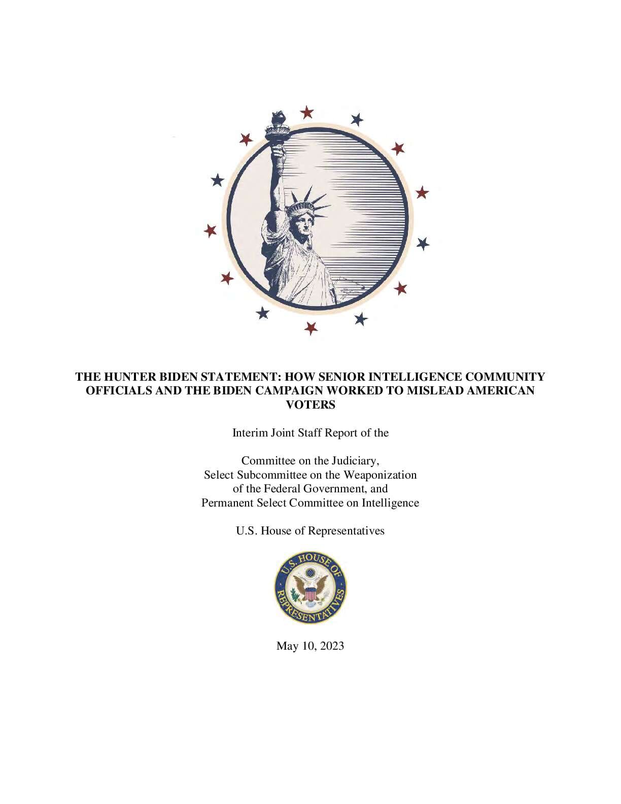 Hunter Biden Statement-Interim Joint Staff Report May 2023