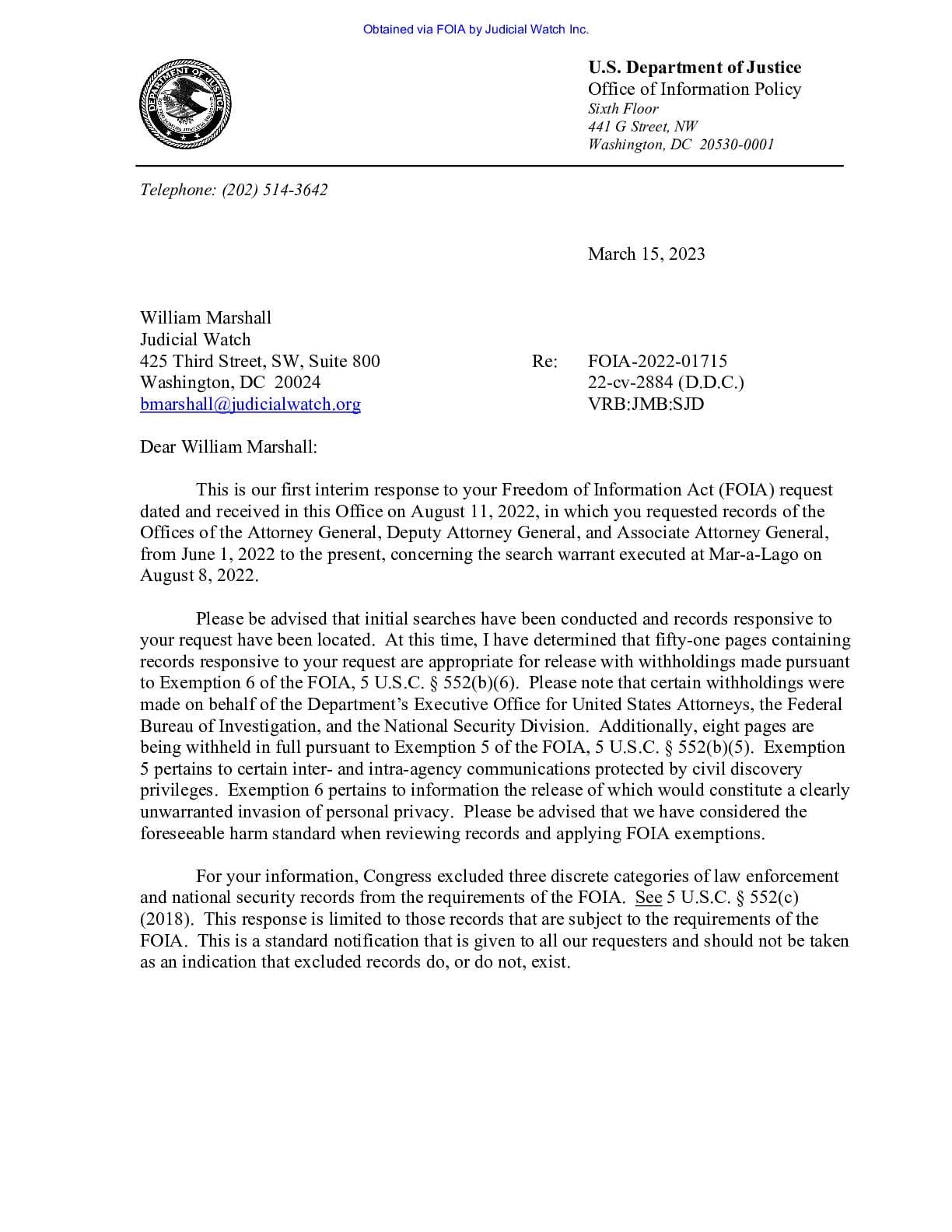 JW v DOJ Mar-a-Lago Prods 1 and 2 02884