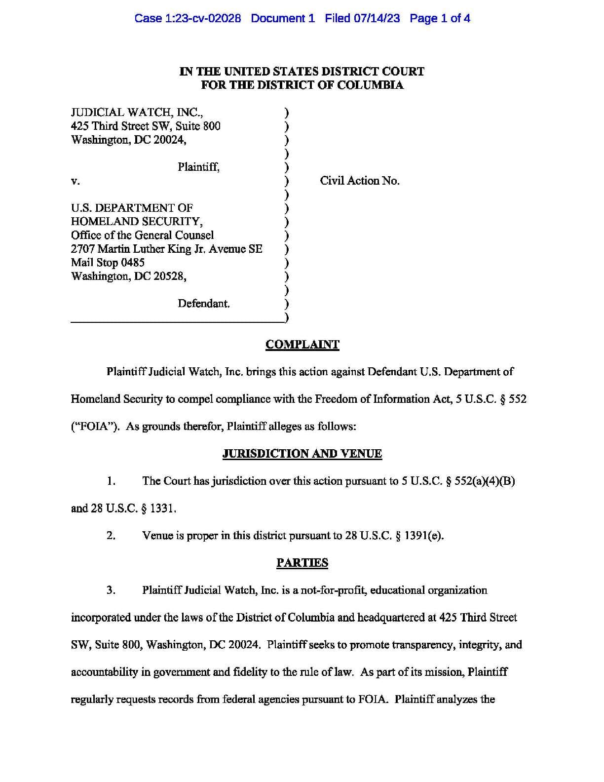 JW v. DHS Navy Joan Roberts complaint 02028