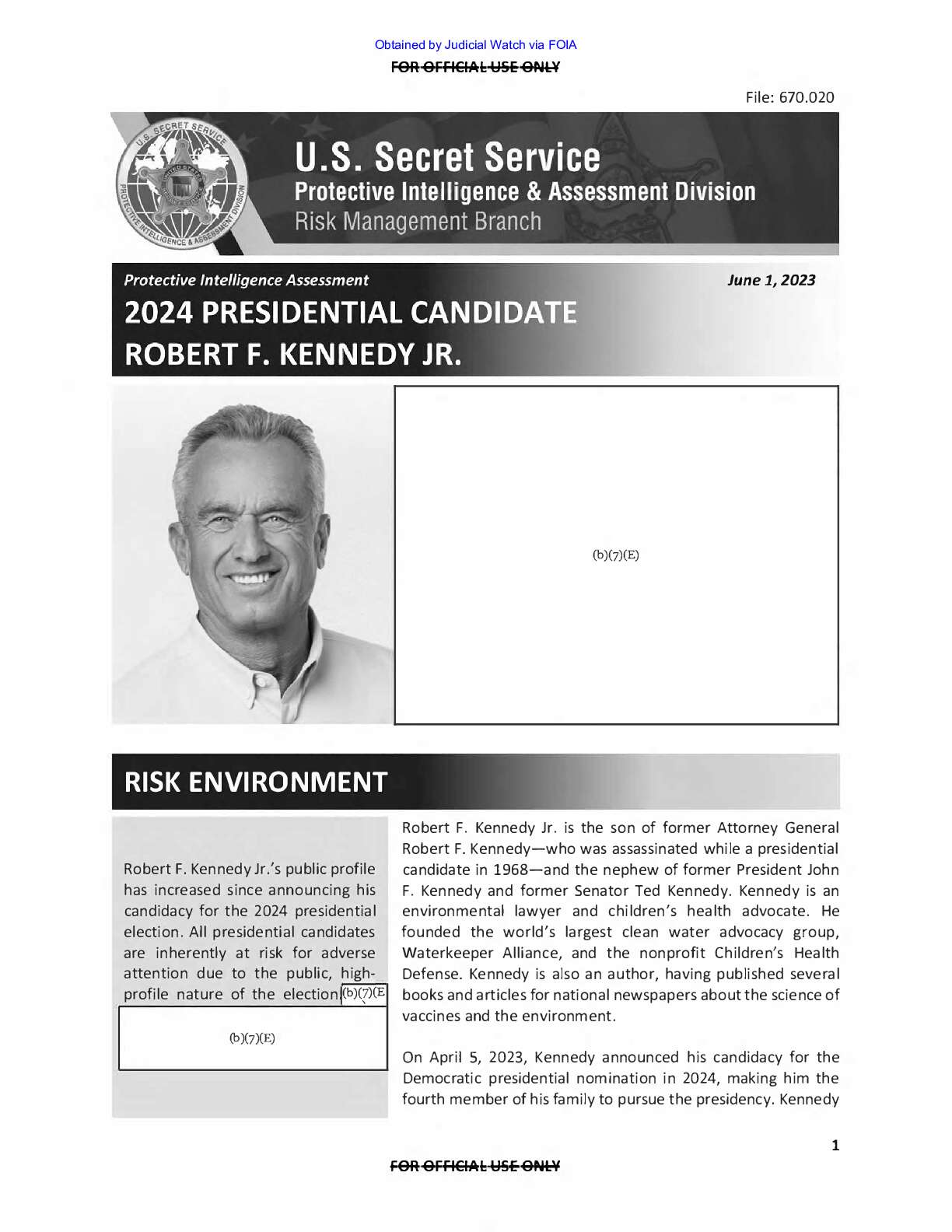 Secret Service Kennedy Protection September 2023