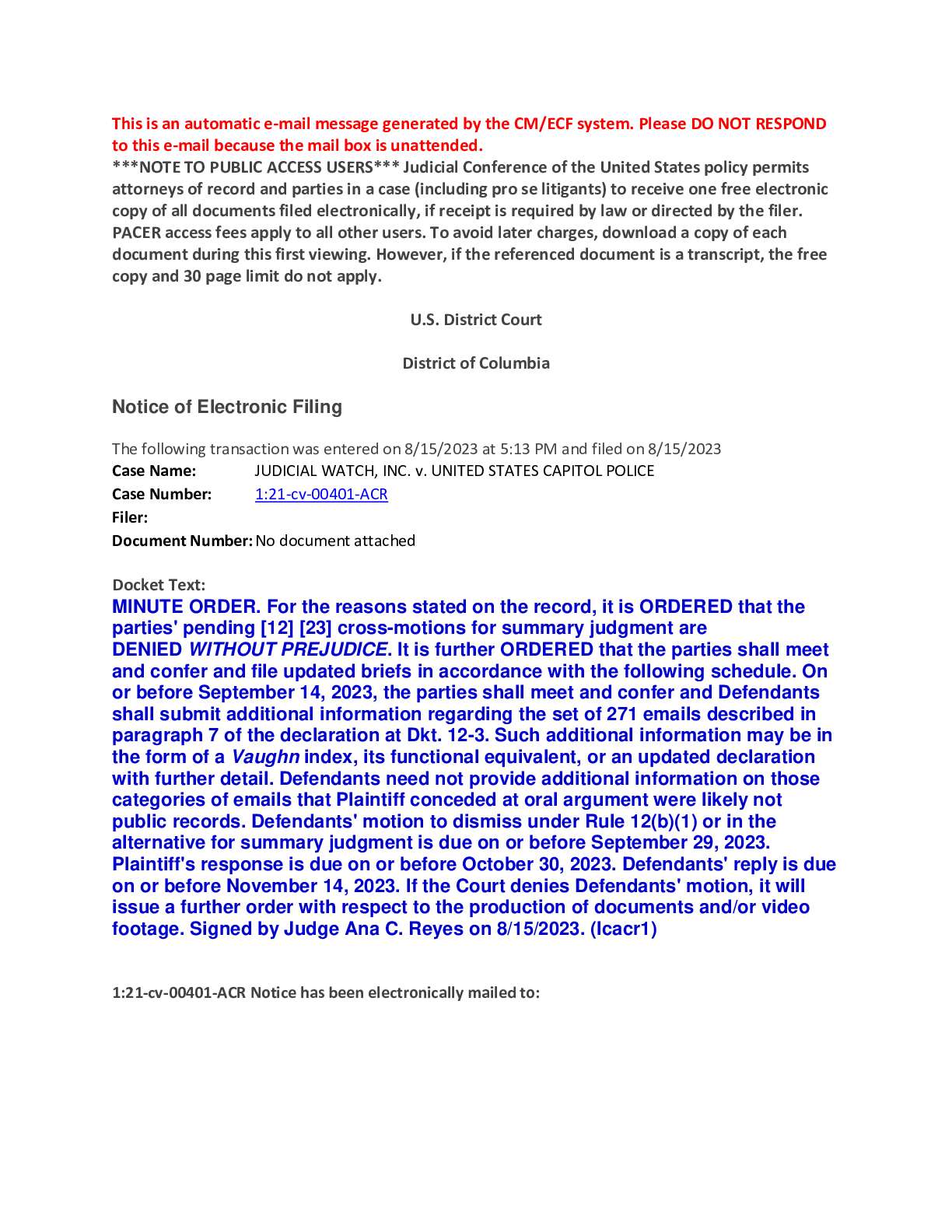 JW v USCP order 00401