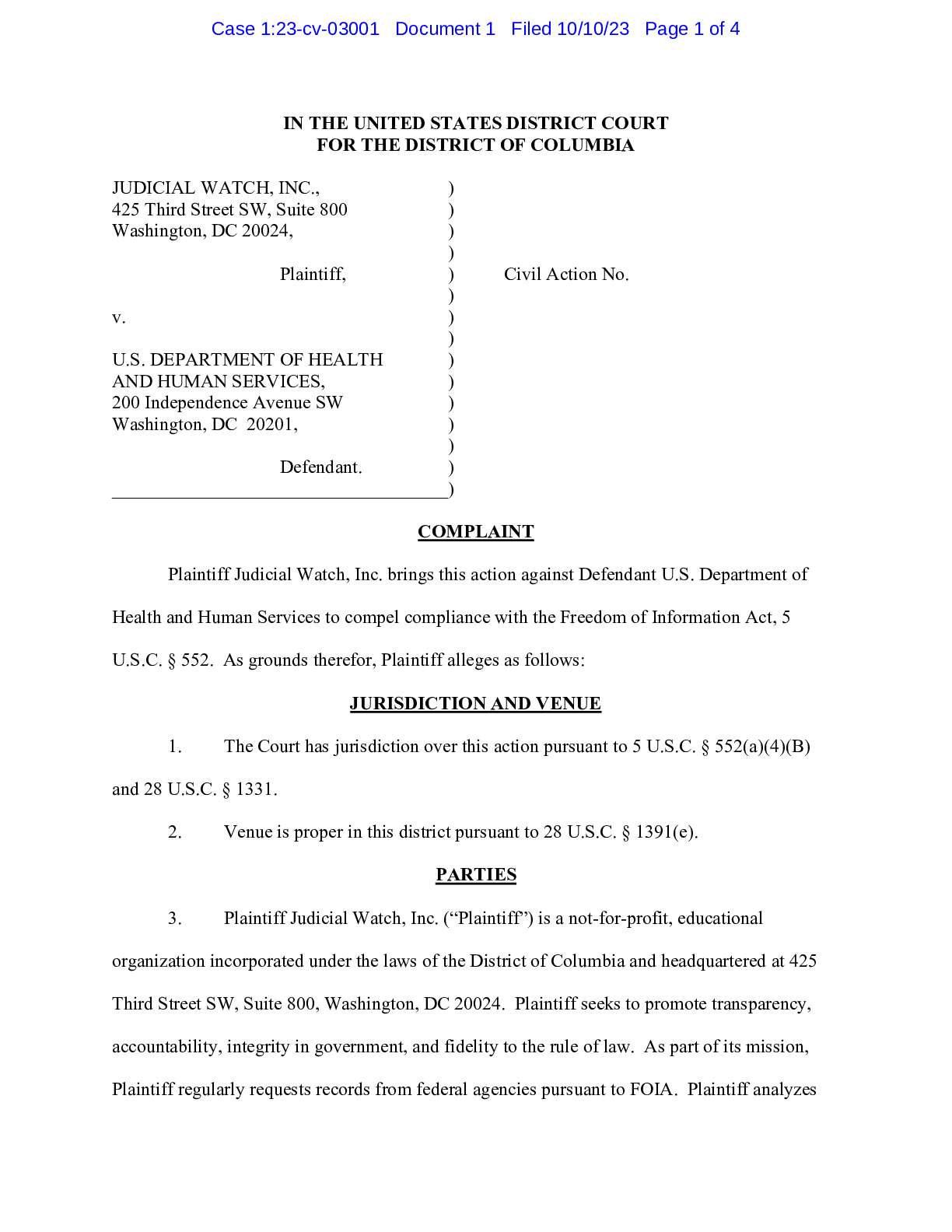 JW v HHS Trans Breastfeeding complaint 03001