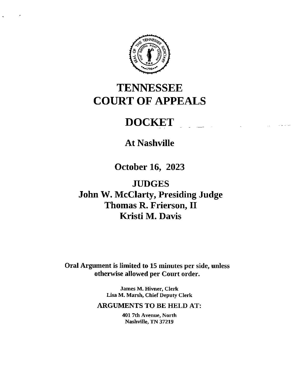 Brewer Hammond v Nashville Appeals Hearing 0542 0538 00788