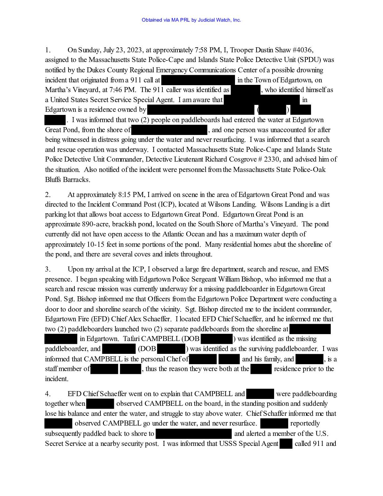 Mass State Police Obama Chef Tafari Campbell October 2023 pg 13-23