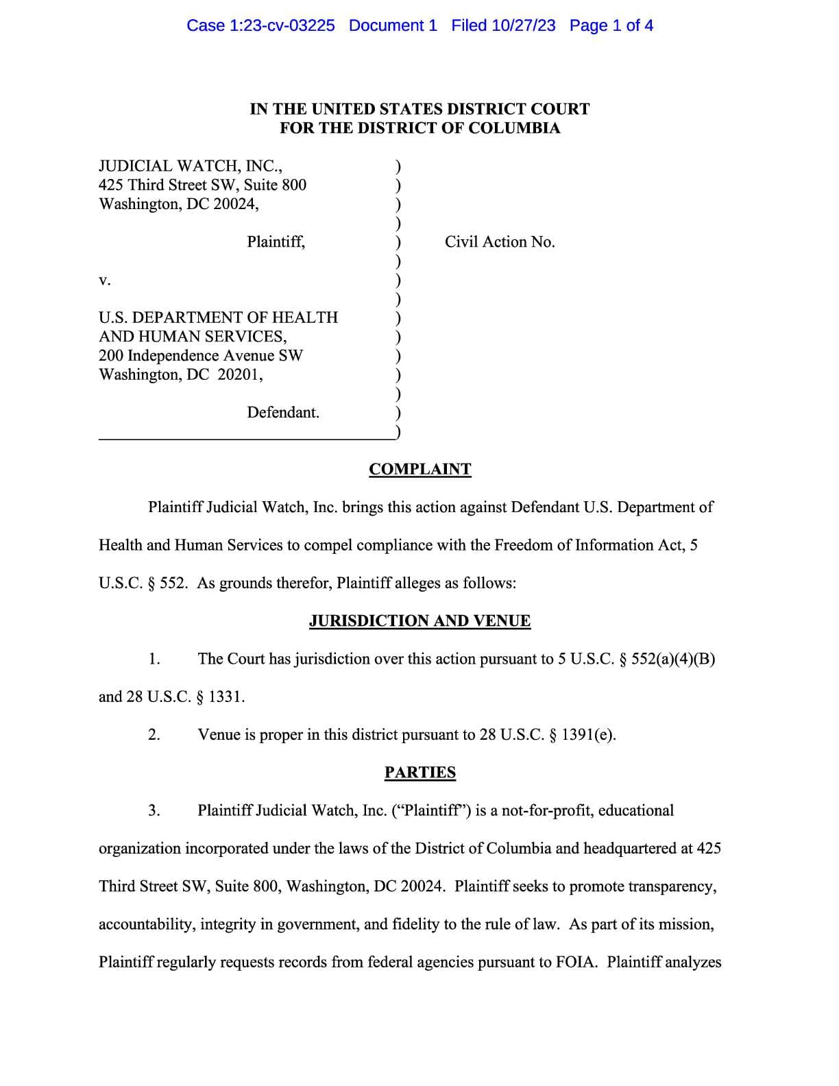 JW. v. HHS Rumor Control complaint 03225