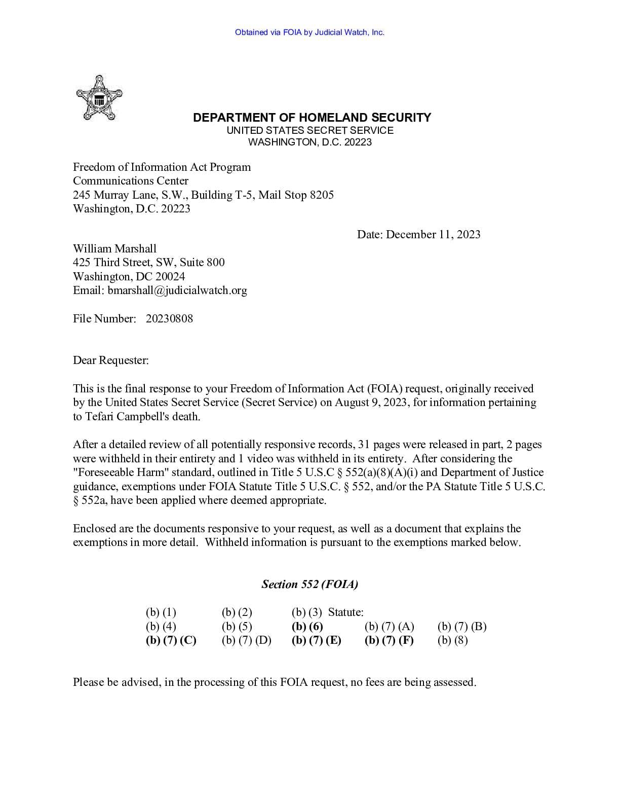 JW v DHS Secret Service Obama Chef records 03194