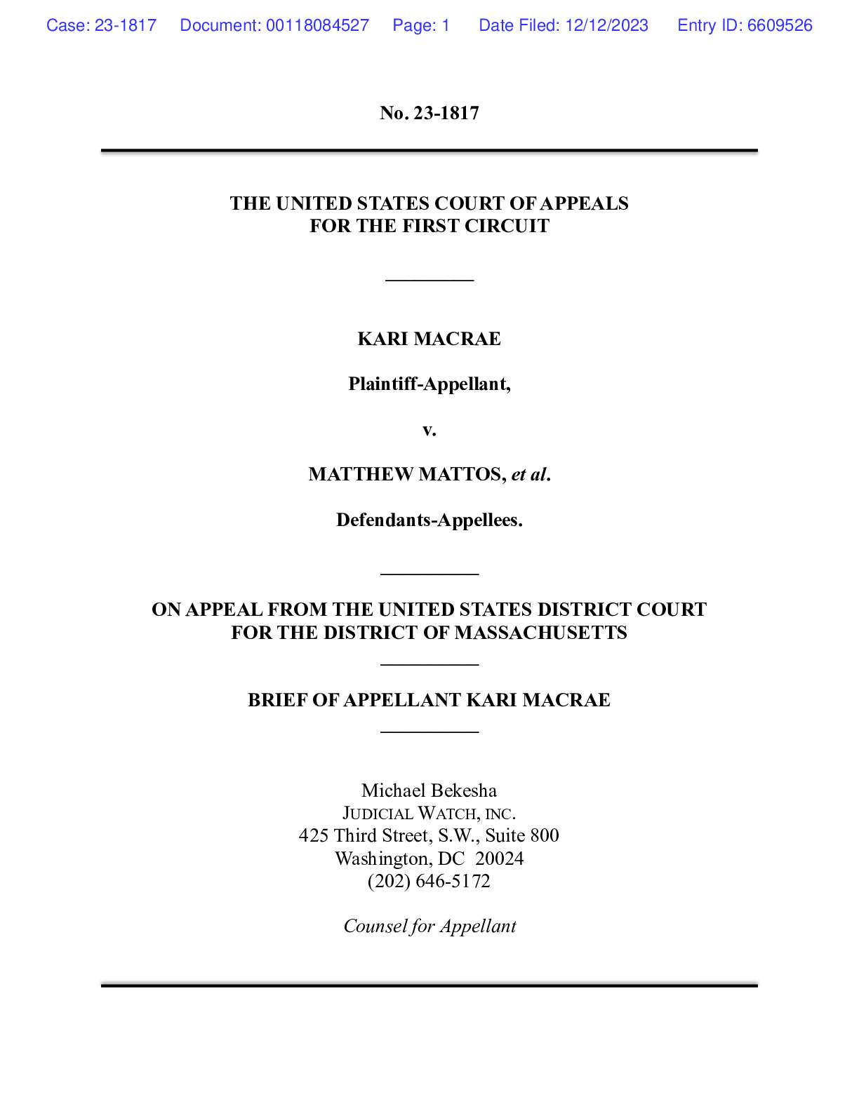 MacRae v Mattos Dec 2023 appeal 1817 11917